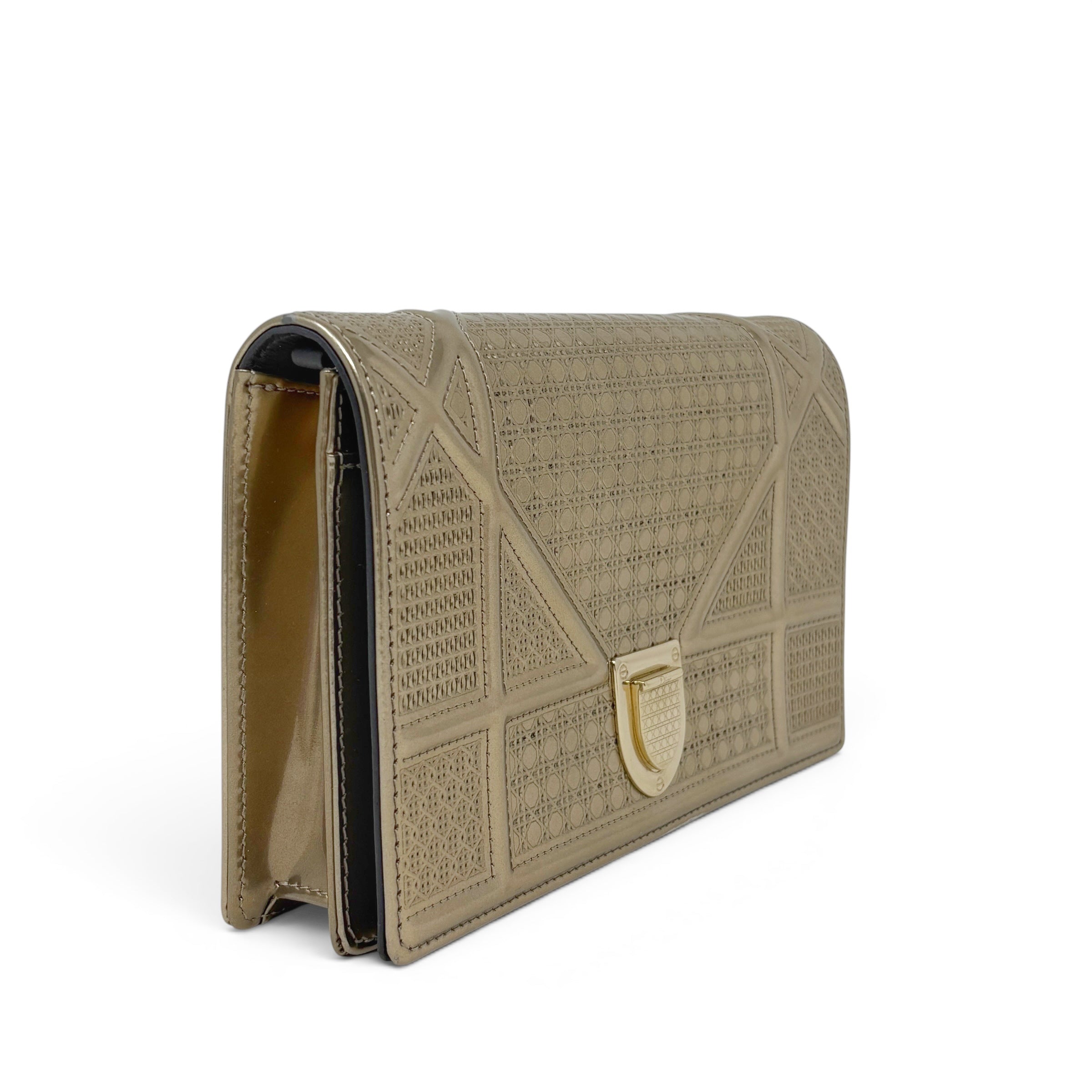 Dior Metallic Gold Diorama Wallet On Chain