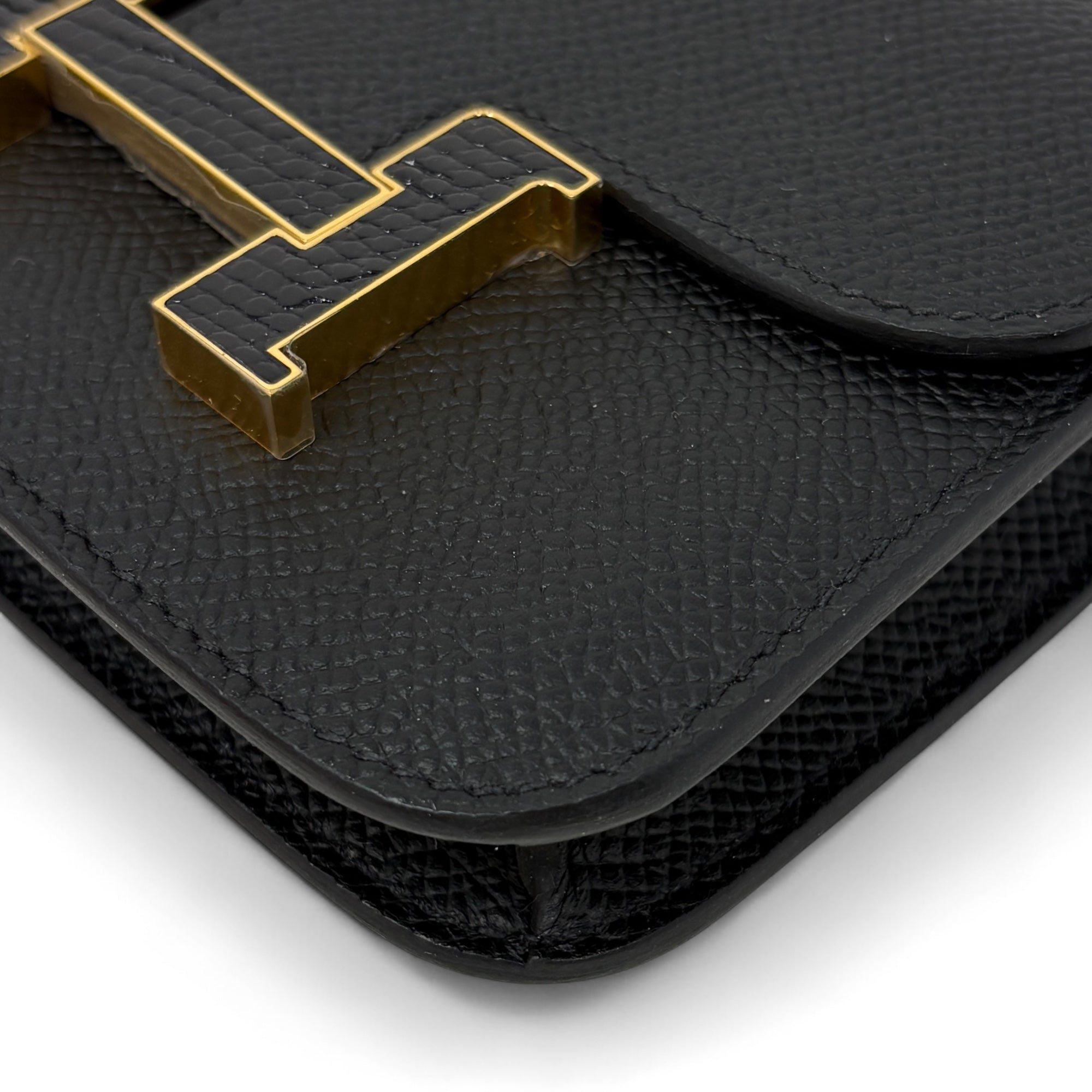 Hermes Noir Lizard Epsom Constance Slim Wallet