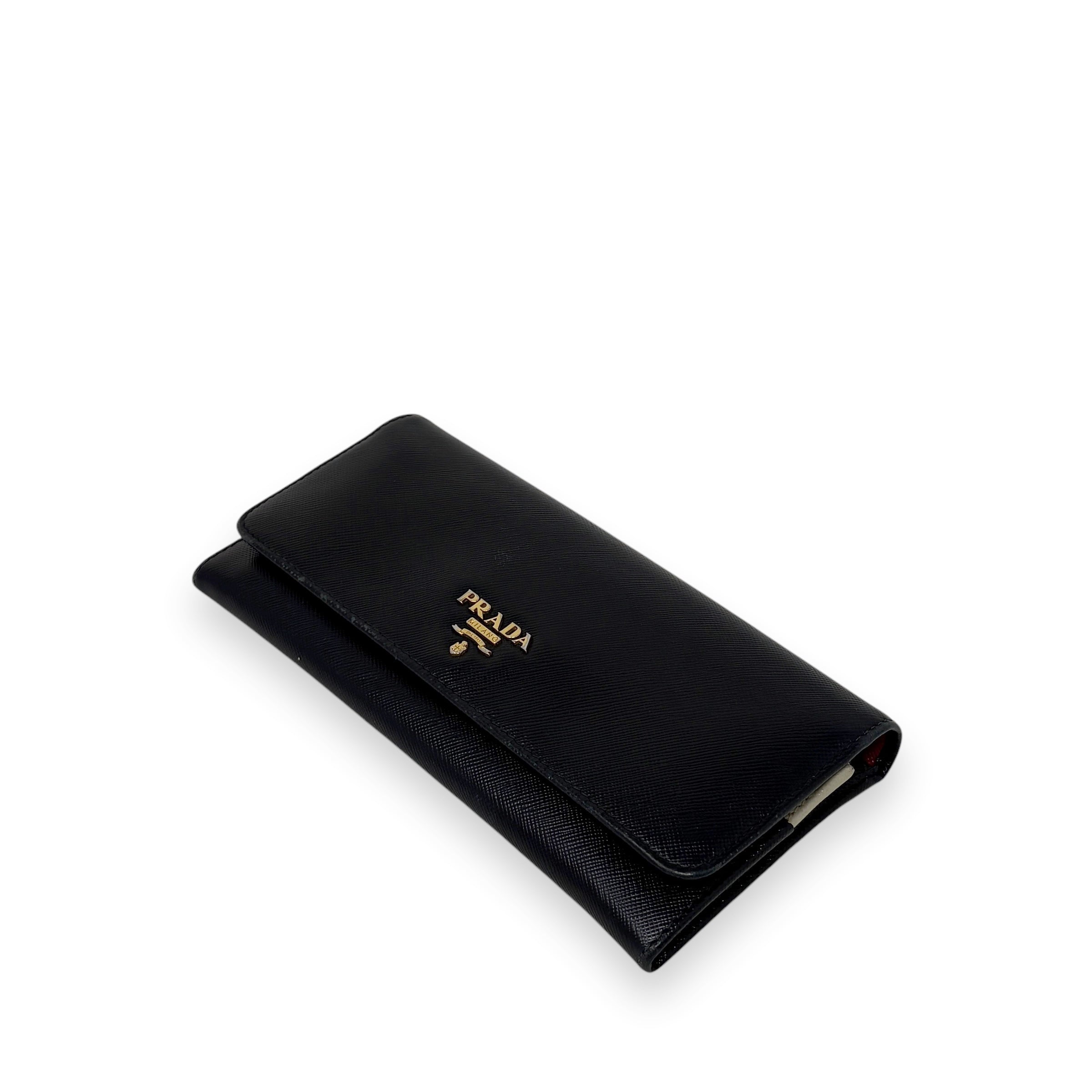 Prada Black Saffiano Long Wallet