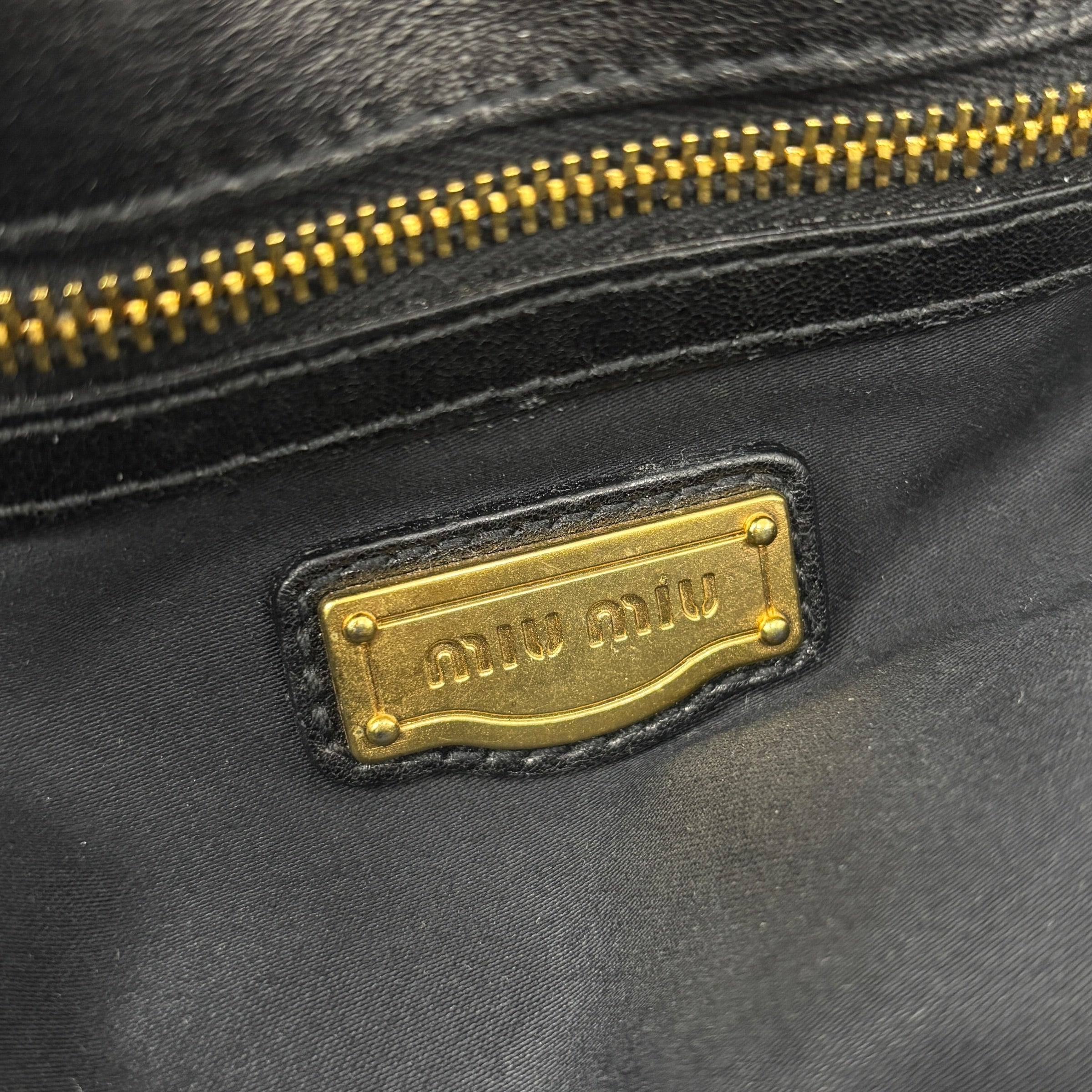 Miu Miu Black Vitello Bow Two Way Bag