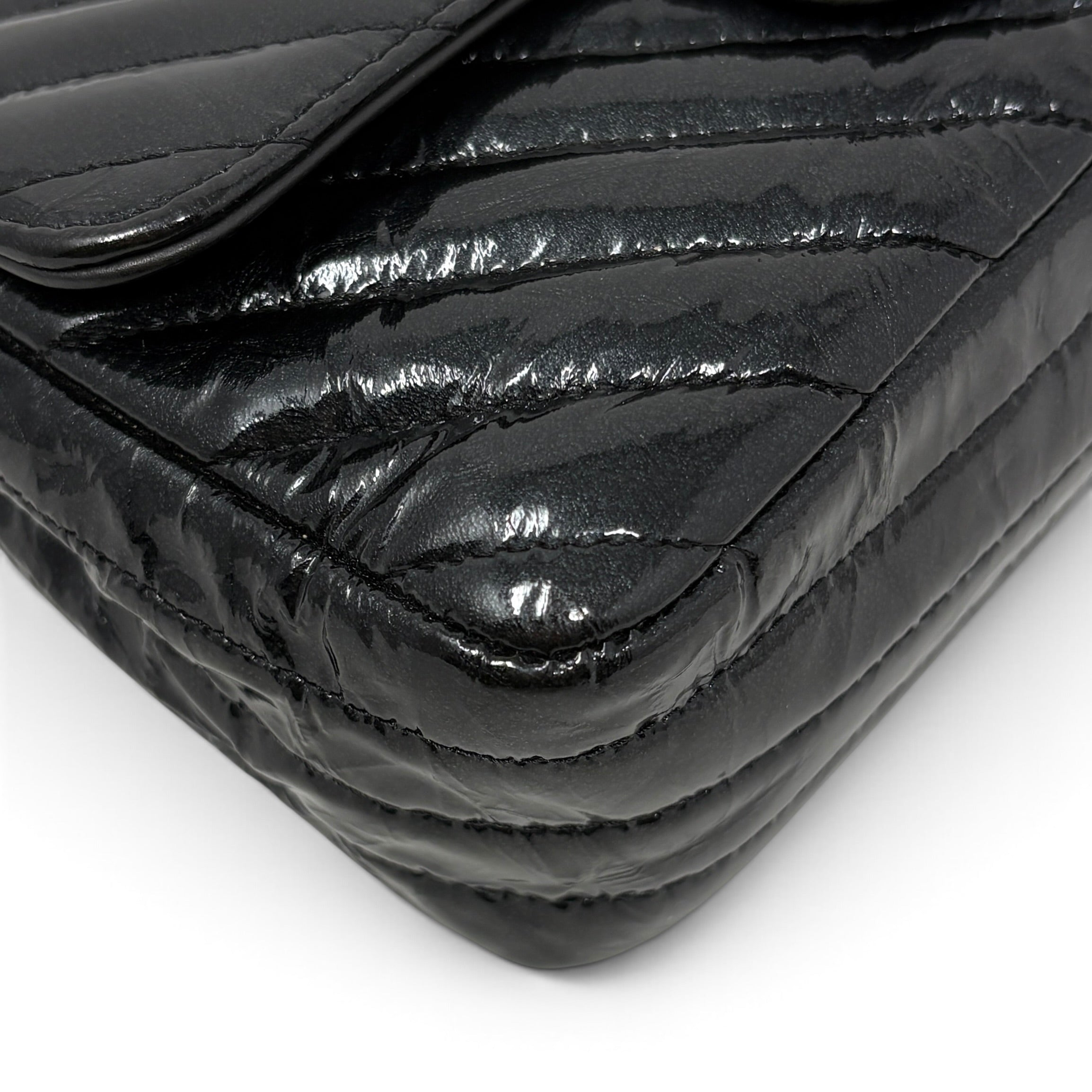 Chanel So Black Crumpled Patent Mini Rectangle Bag