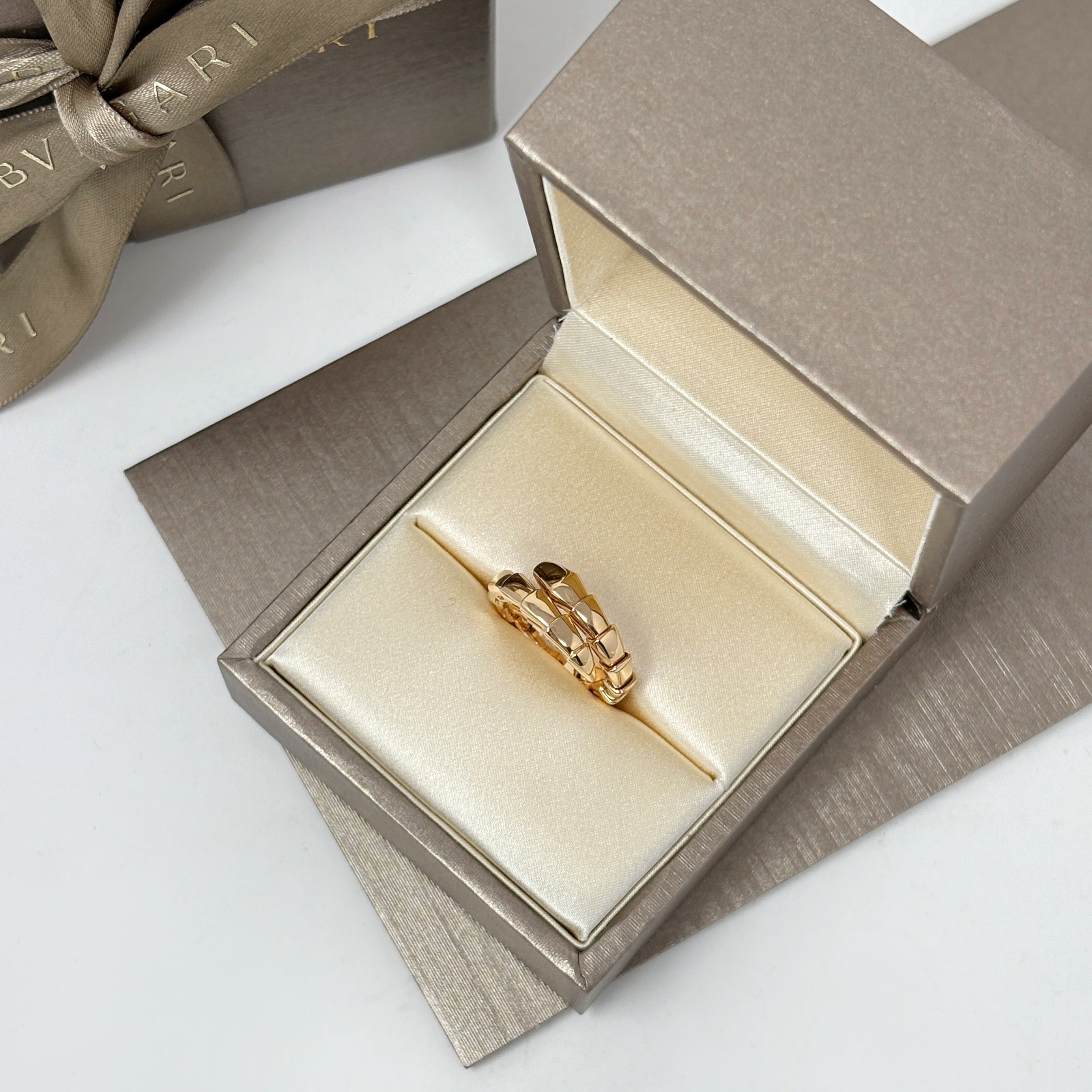 Bvlgari 18k Rose Gold Serpenti Viper Ring XS