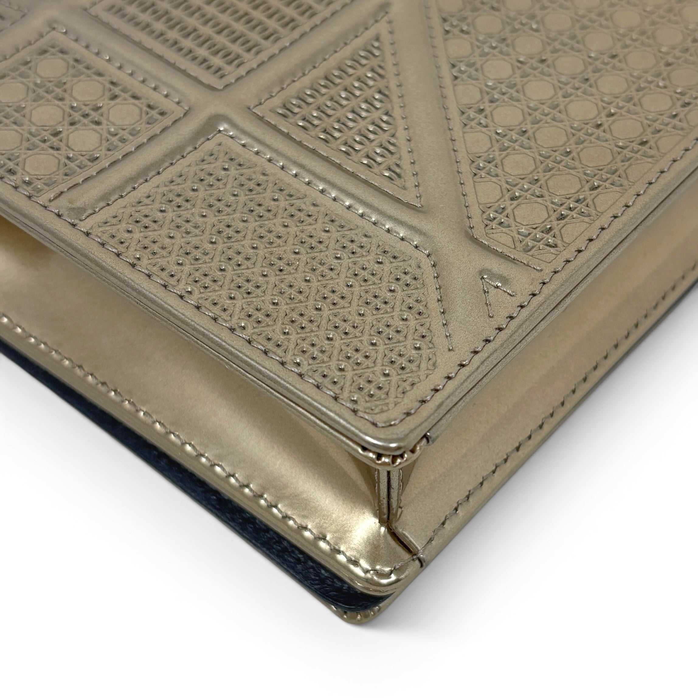 Dior Metallic Gold Diorama Wallet On Chain