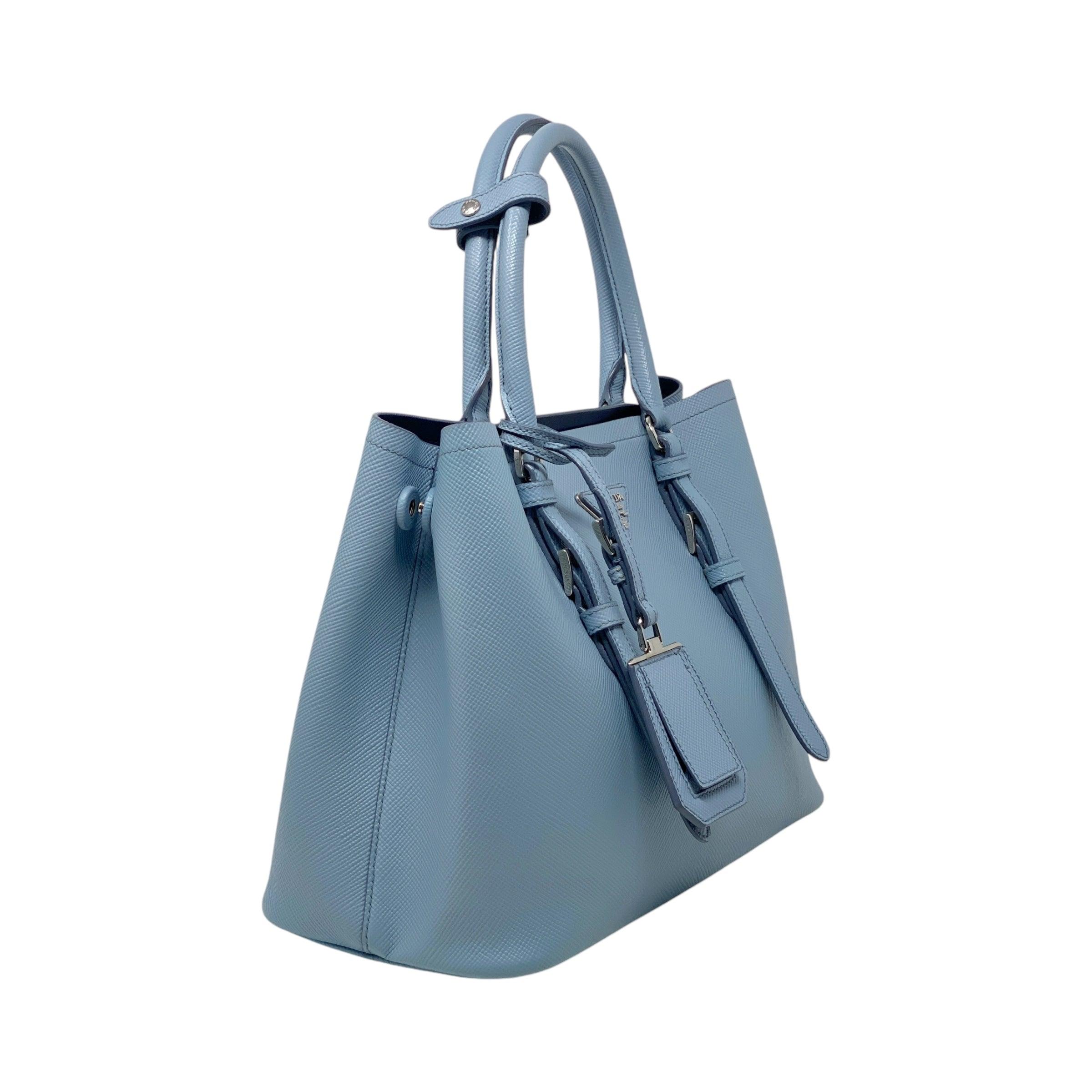 Prada Light Blue Small Double Tote