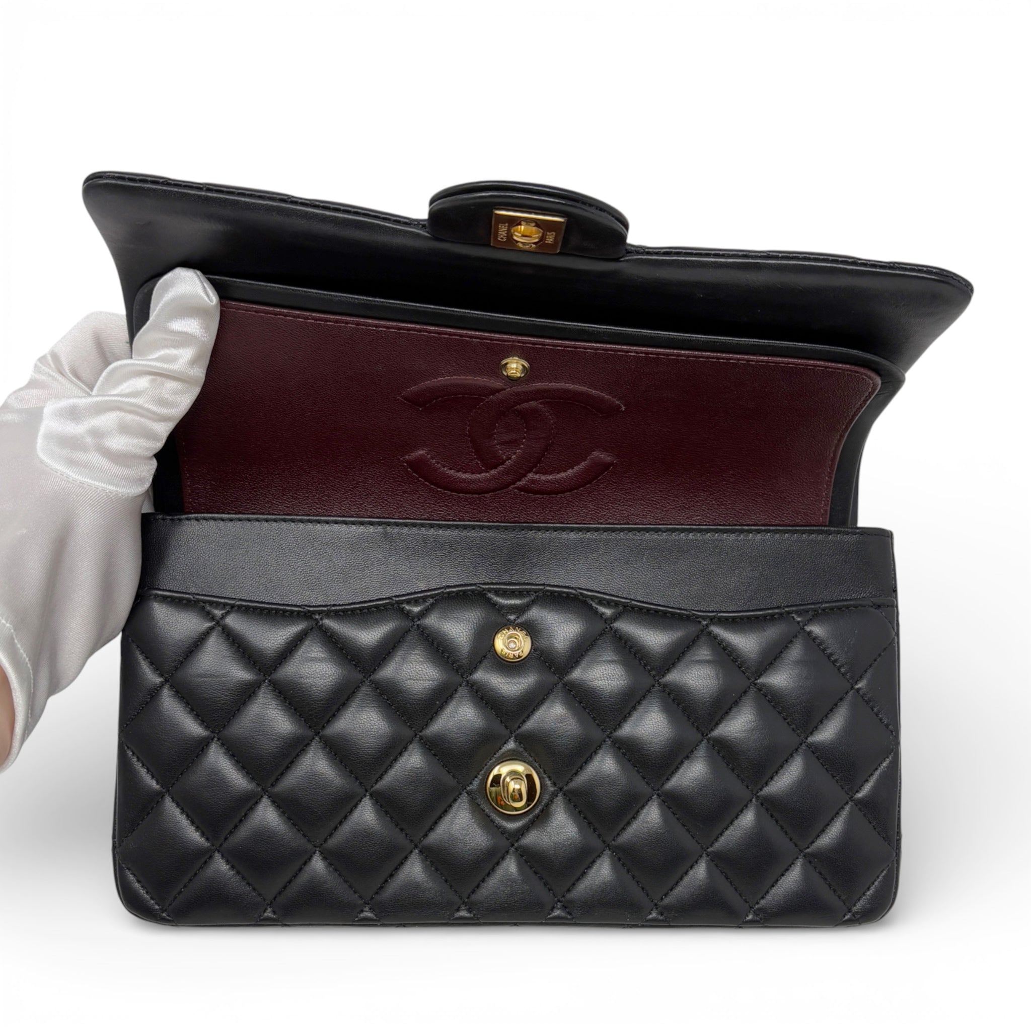 Chanel Black Lambskin Medium Classic Flap