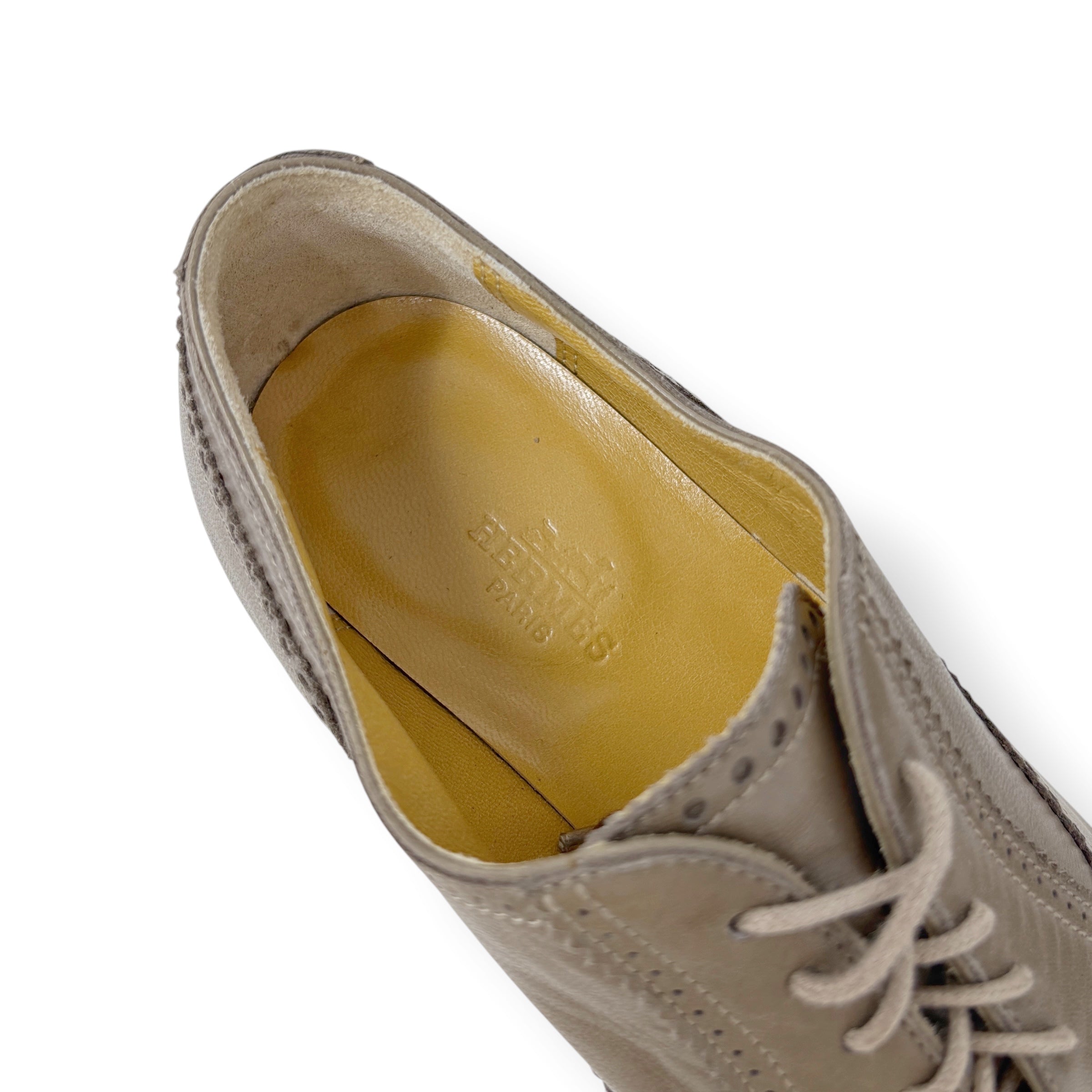 Hermes Brown Calfskin Oxford Loafers 38
