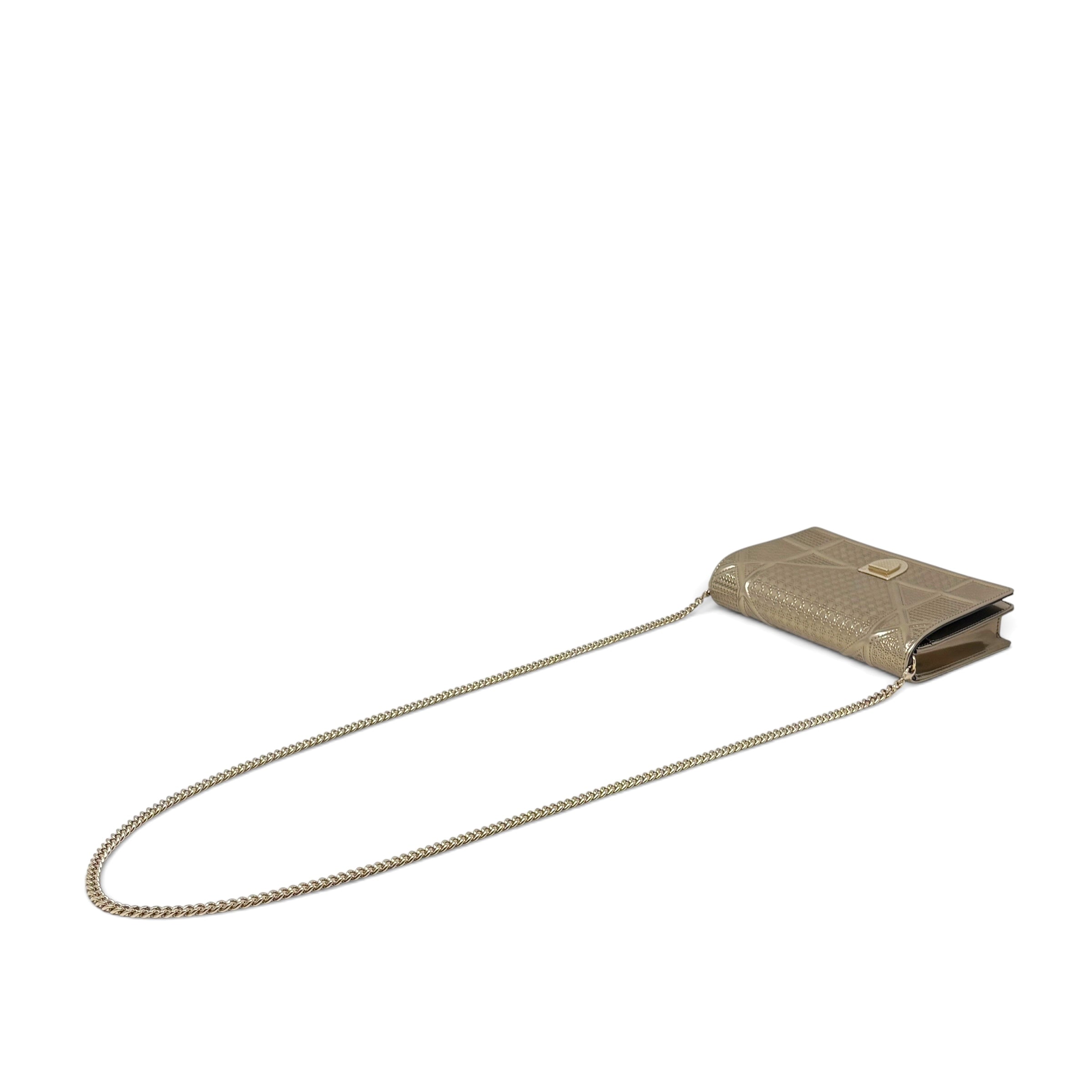 Dior Metallic Gold Diorama Wallet On Chain