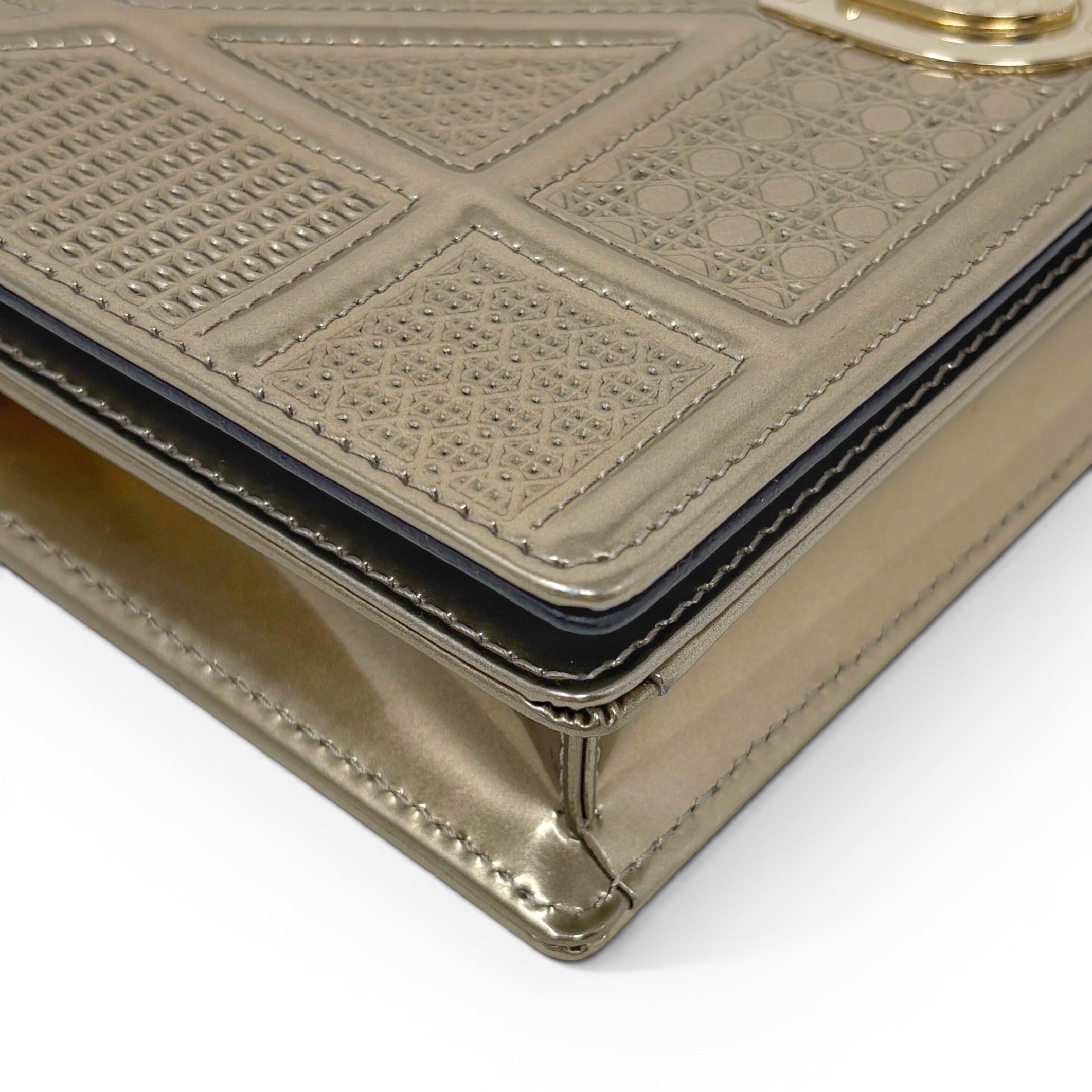 Dior Metallic Gold Diorama Wallet On Chain
