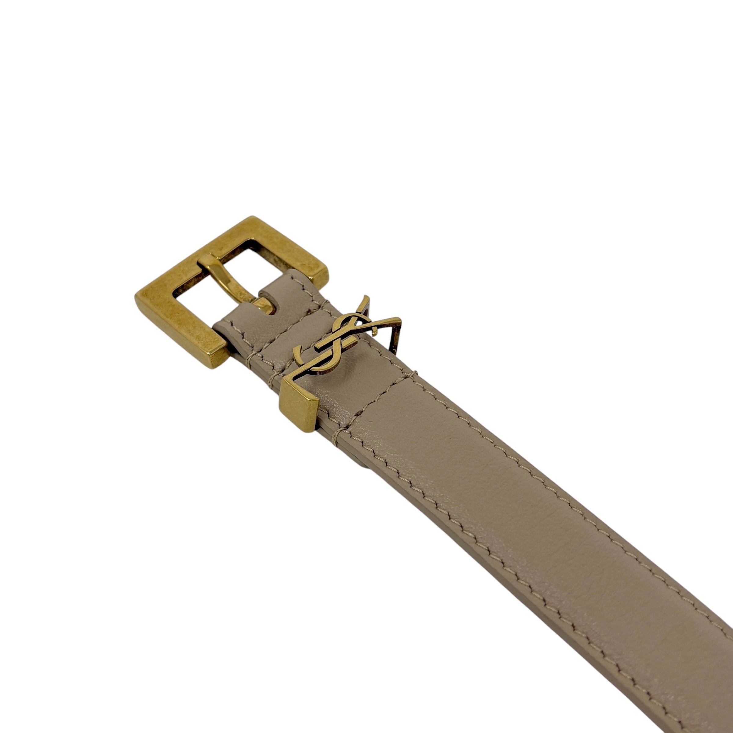 Saint Laurent Dark Beige Cassandre Thin Belt 85