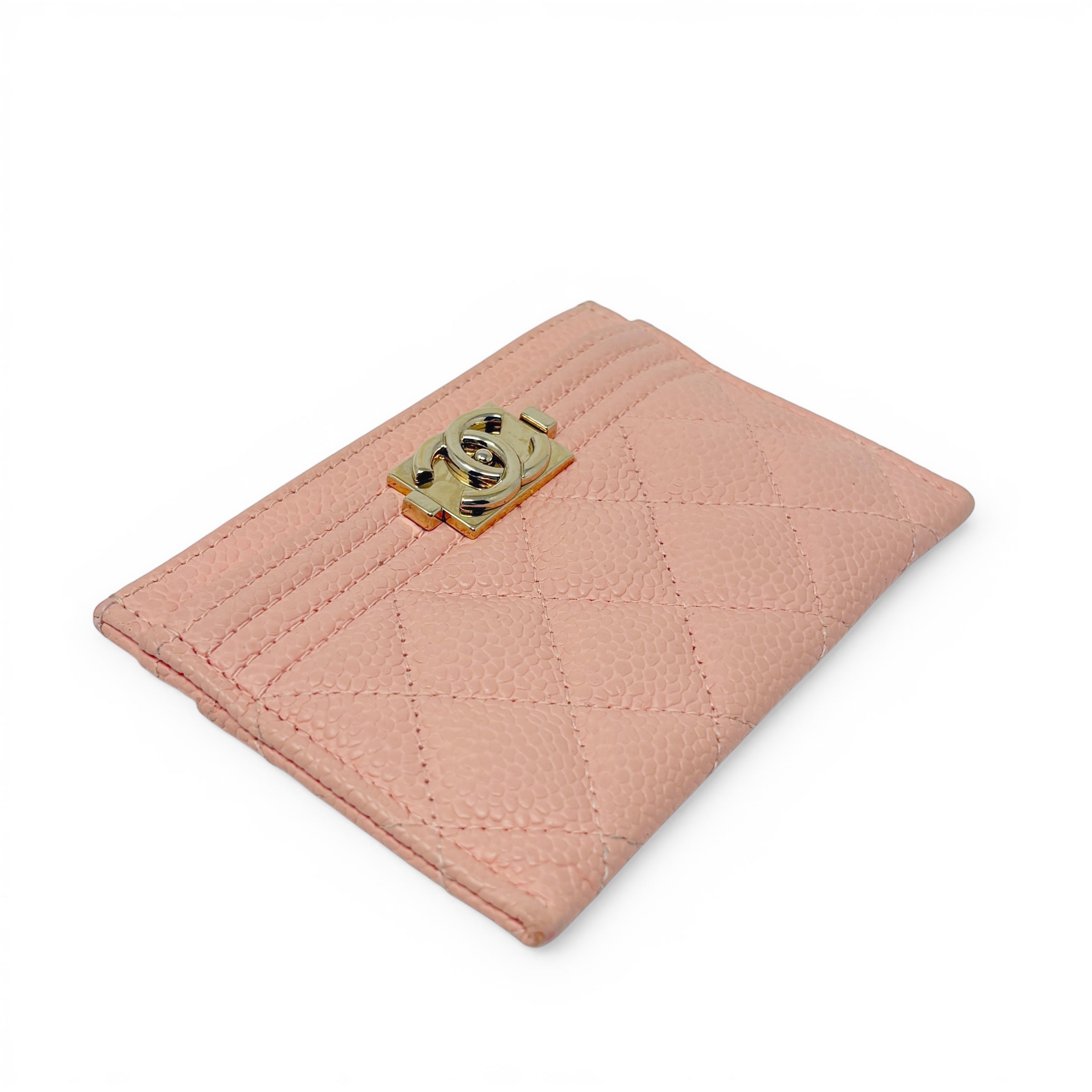 Chanel Peach Caviar Boy Cardholder