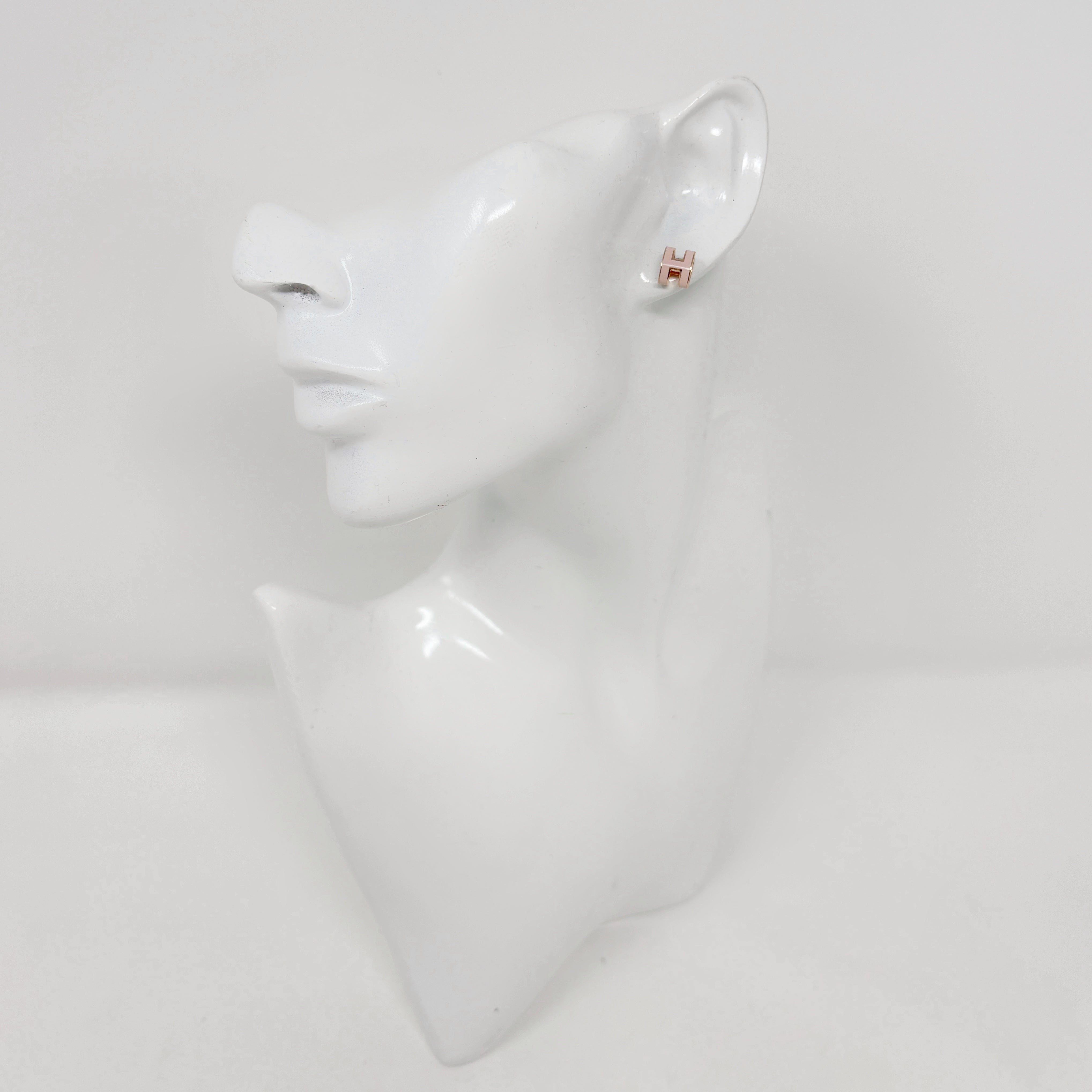 Hermes Rose Dragree Pop H Stud Earrings