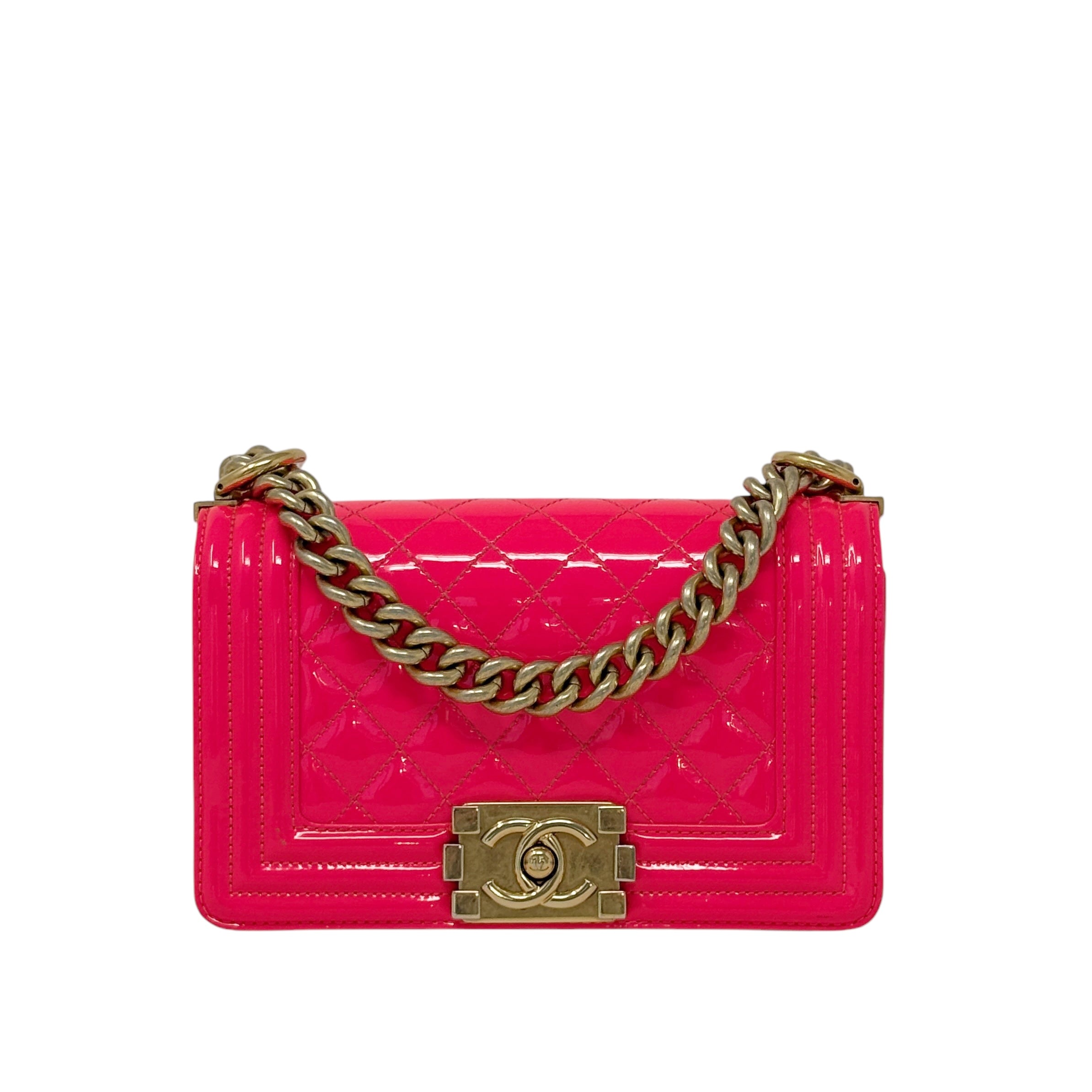 Chanel Pink Patent Small Boy Bag