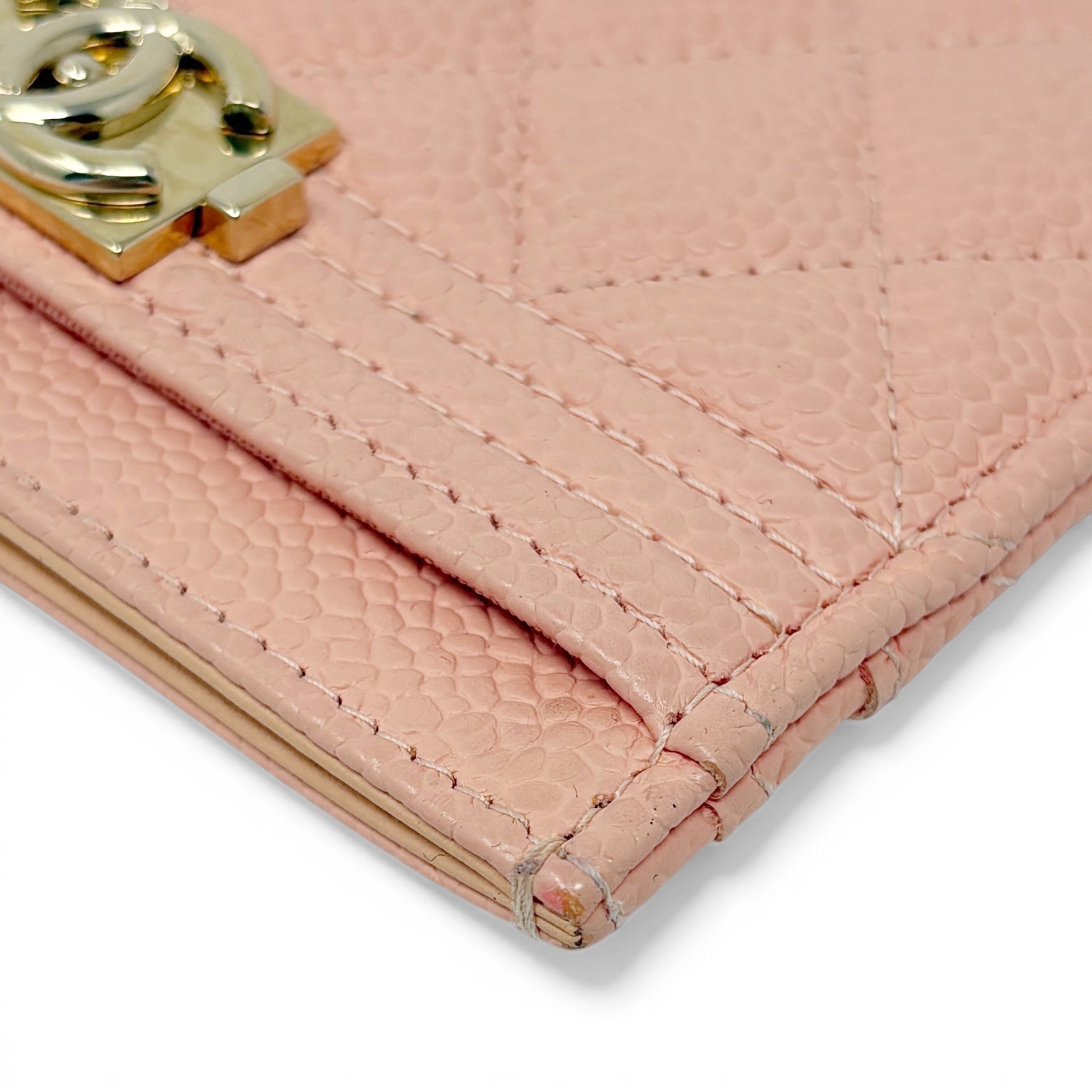 Chanel Peach Caviar Boy Cardholder