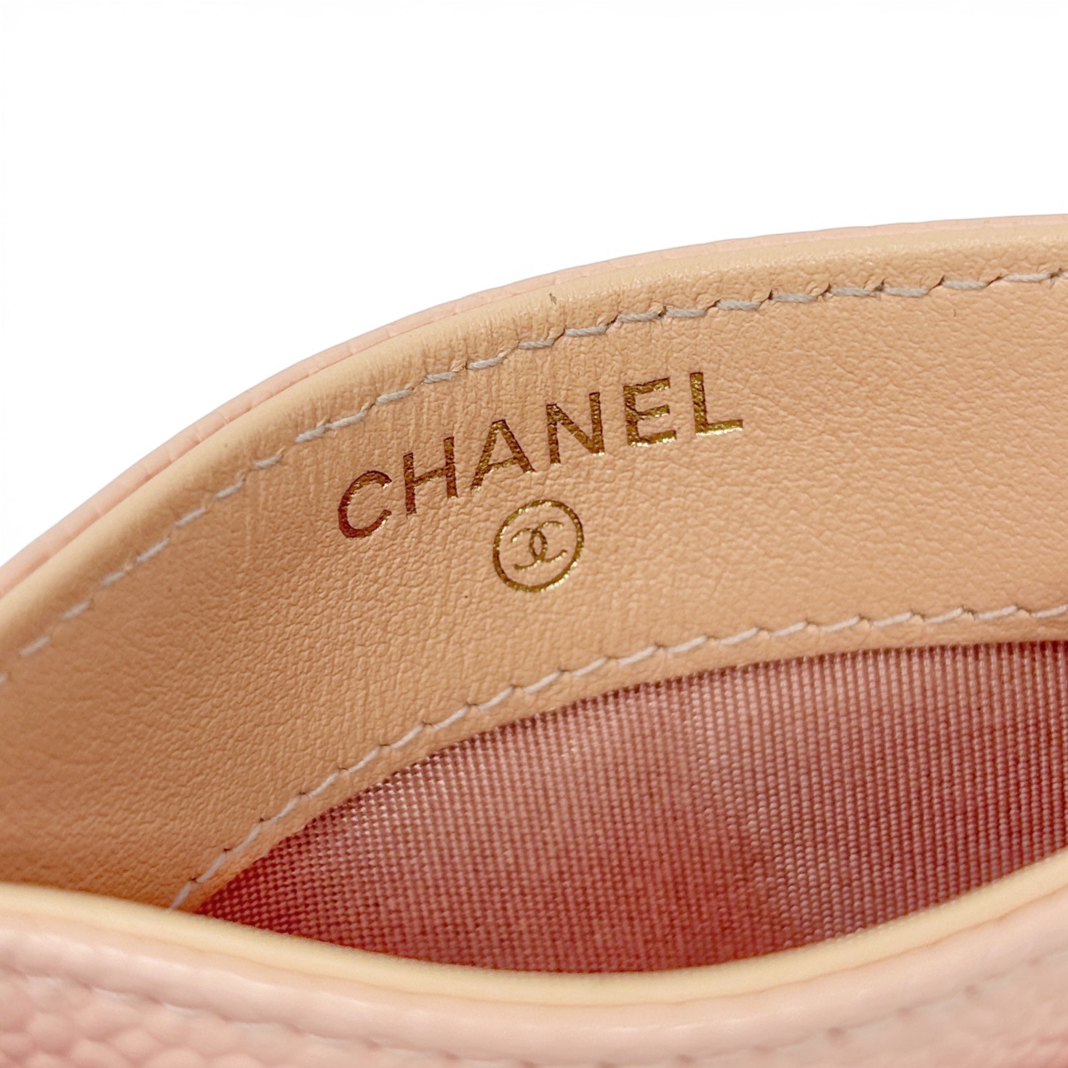 Chanel Peach Caviar Boy Cardholder