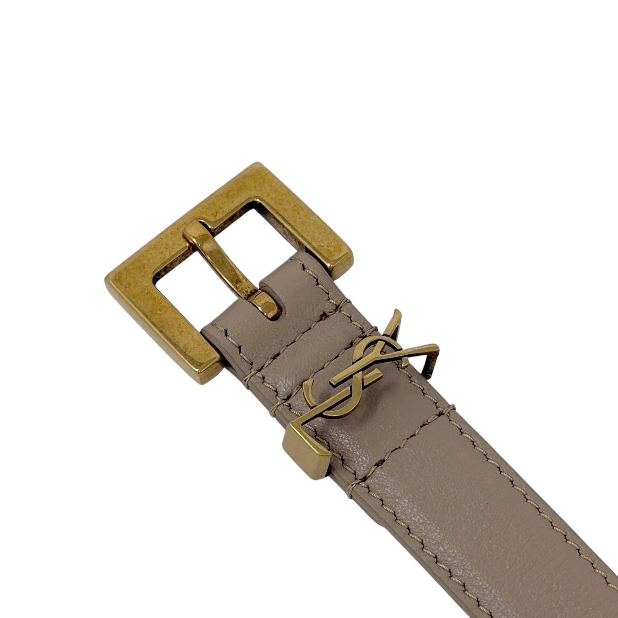 Saint Laurent Dark Beige Cassandre Thin Belt 85