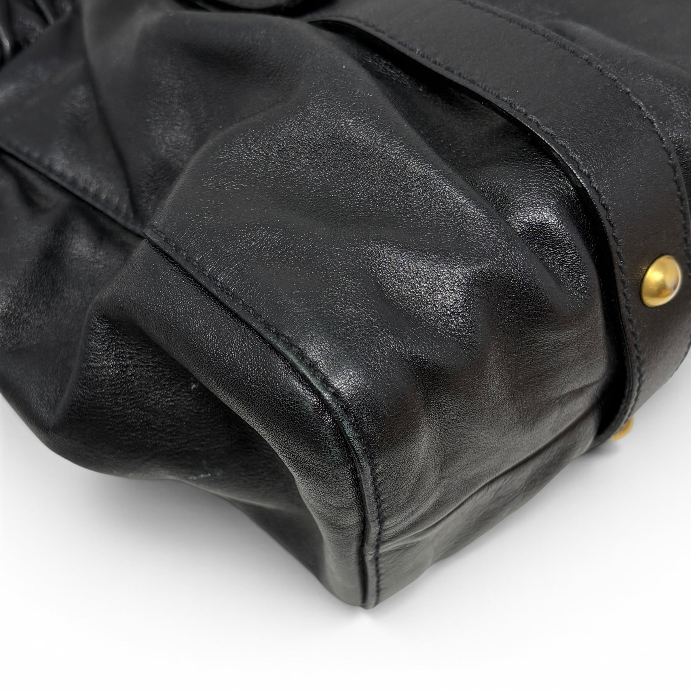 Miu Miu Black Vitello Bow Two Way Bag