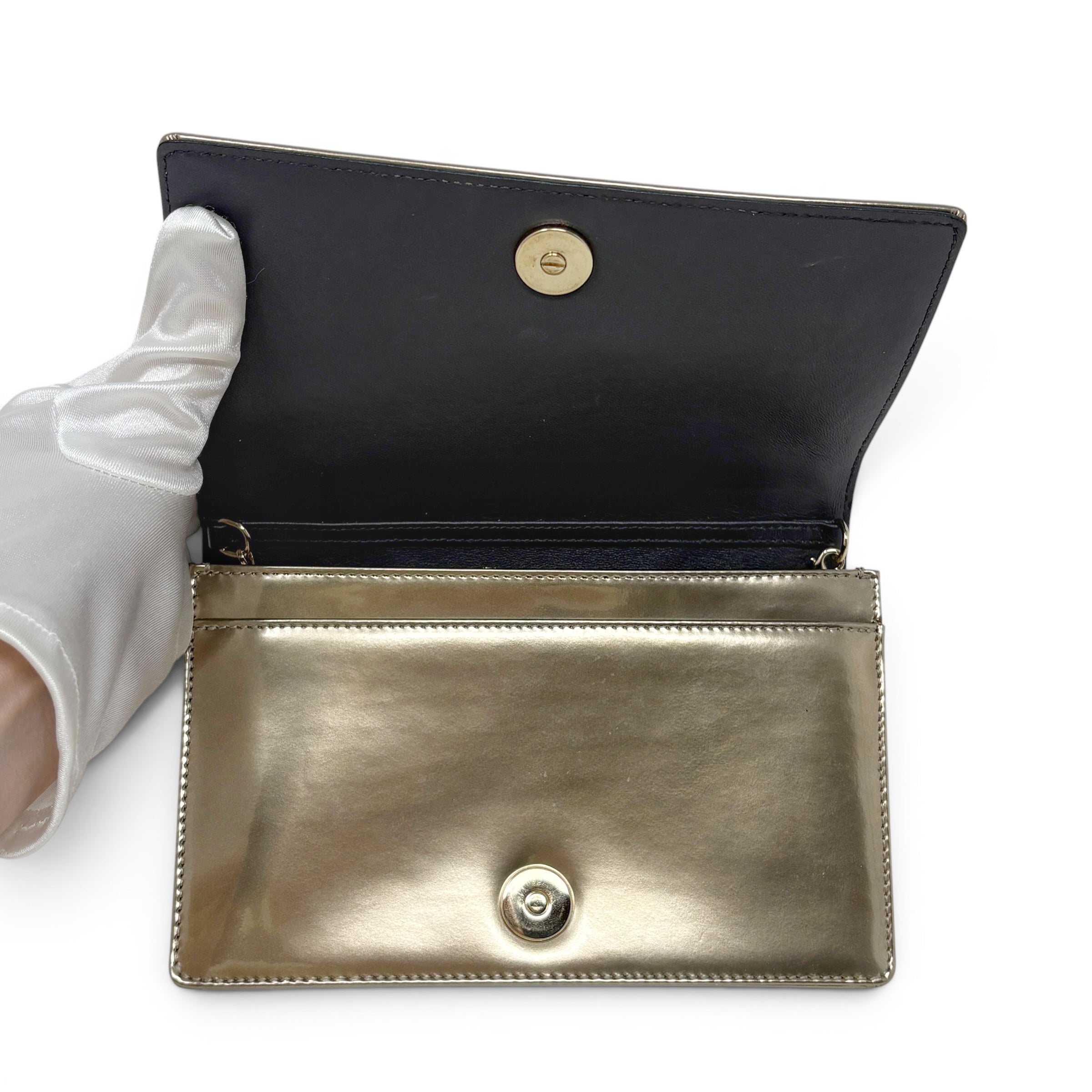 Dior Metallic Gold Diorama Wallet On Chain