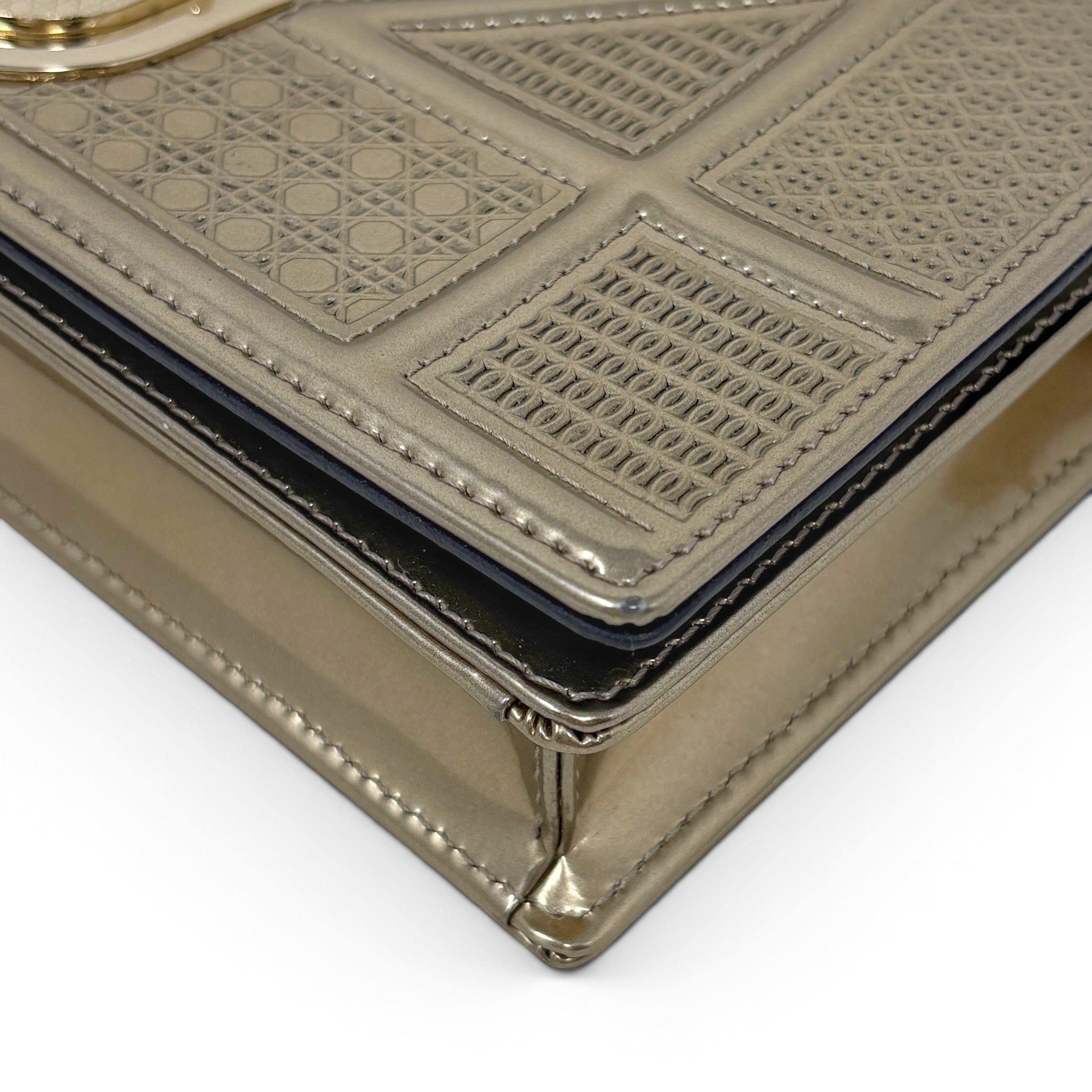 Dior Metallic Gold Diorama Wallet On Chain