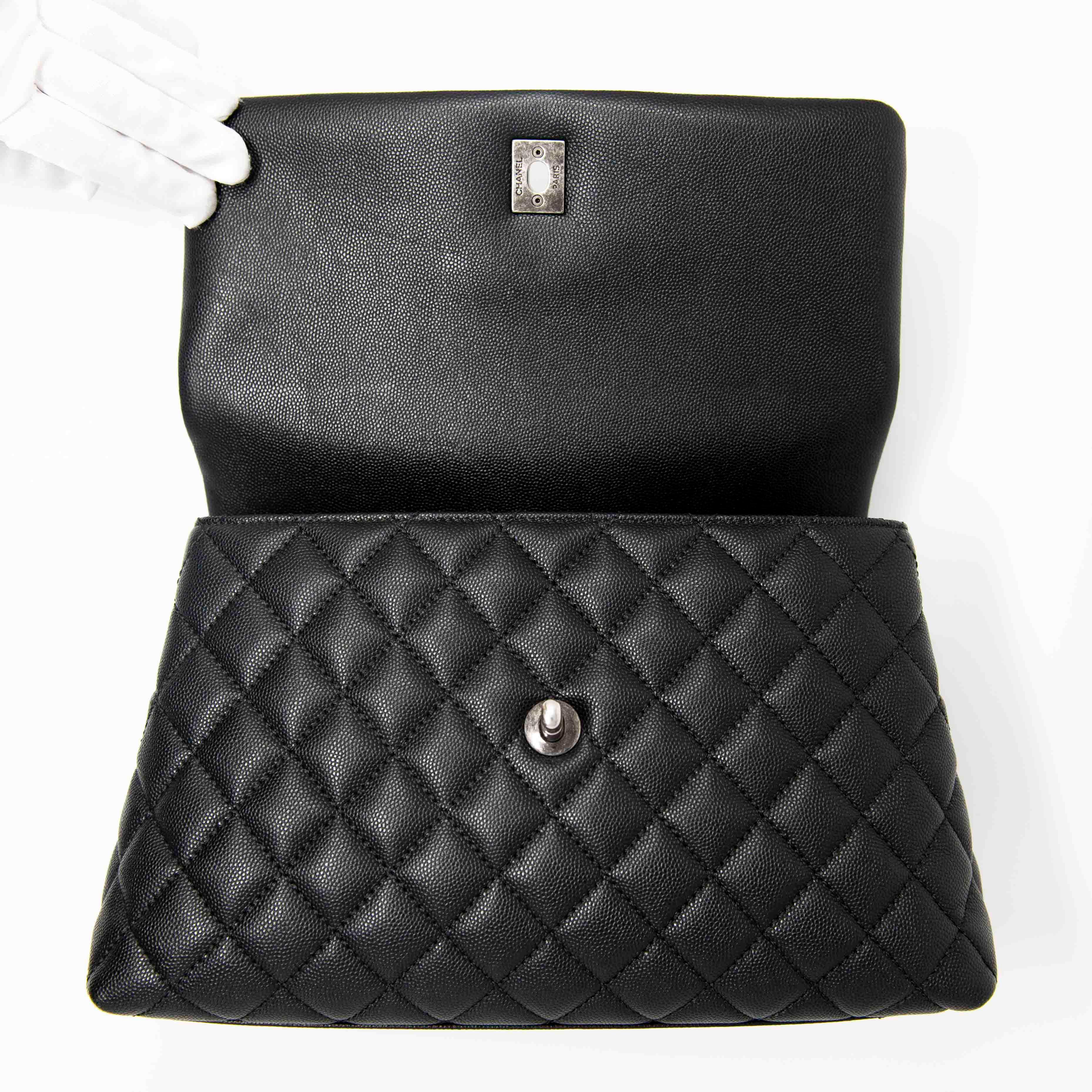 Chanel Black Medium Coco Lizard Handle