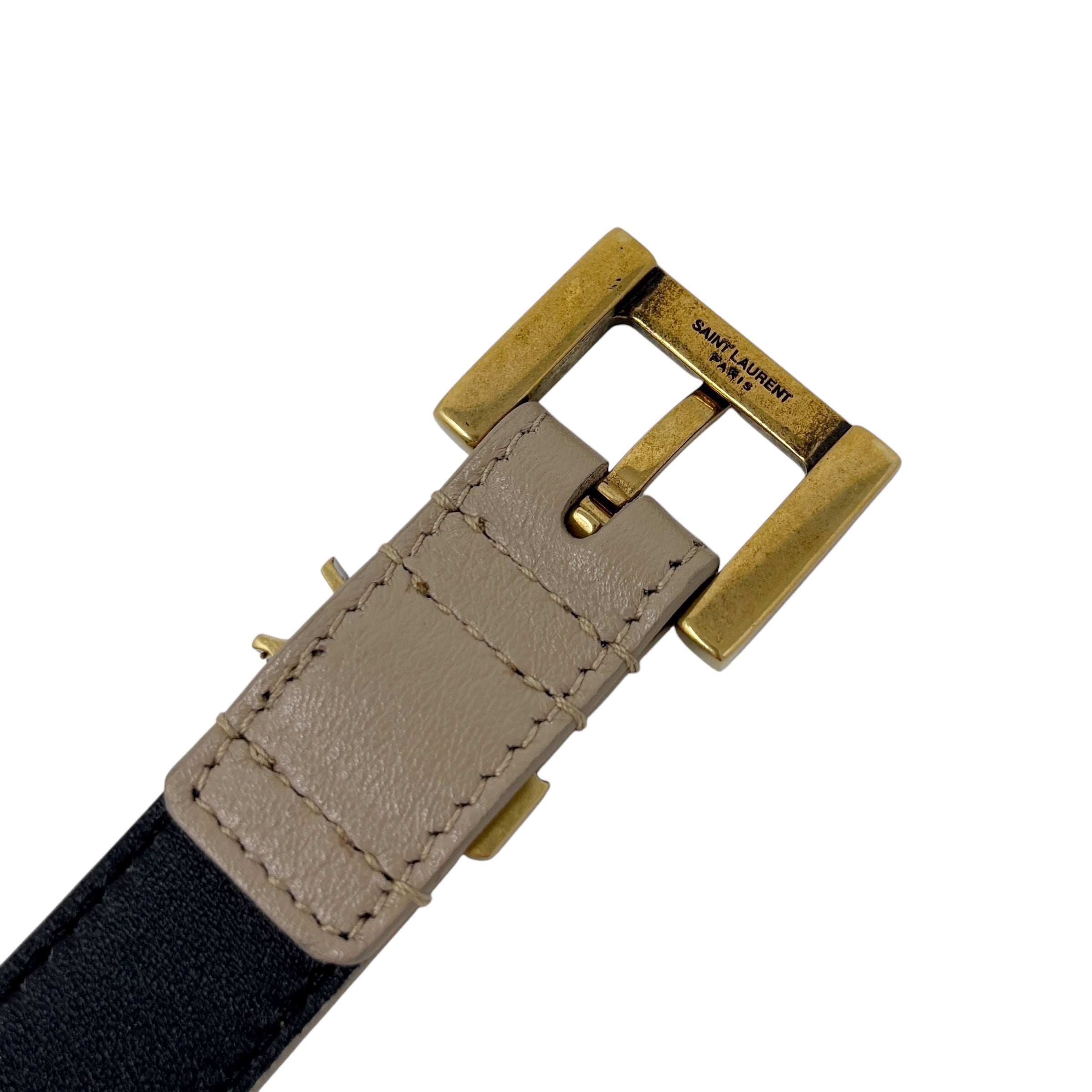 Saint Laurent Dark Beige Cassandre Thin Belt 85