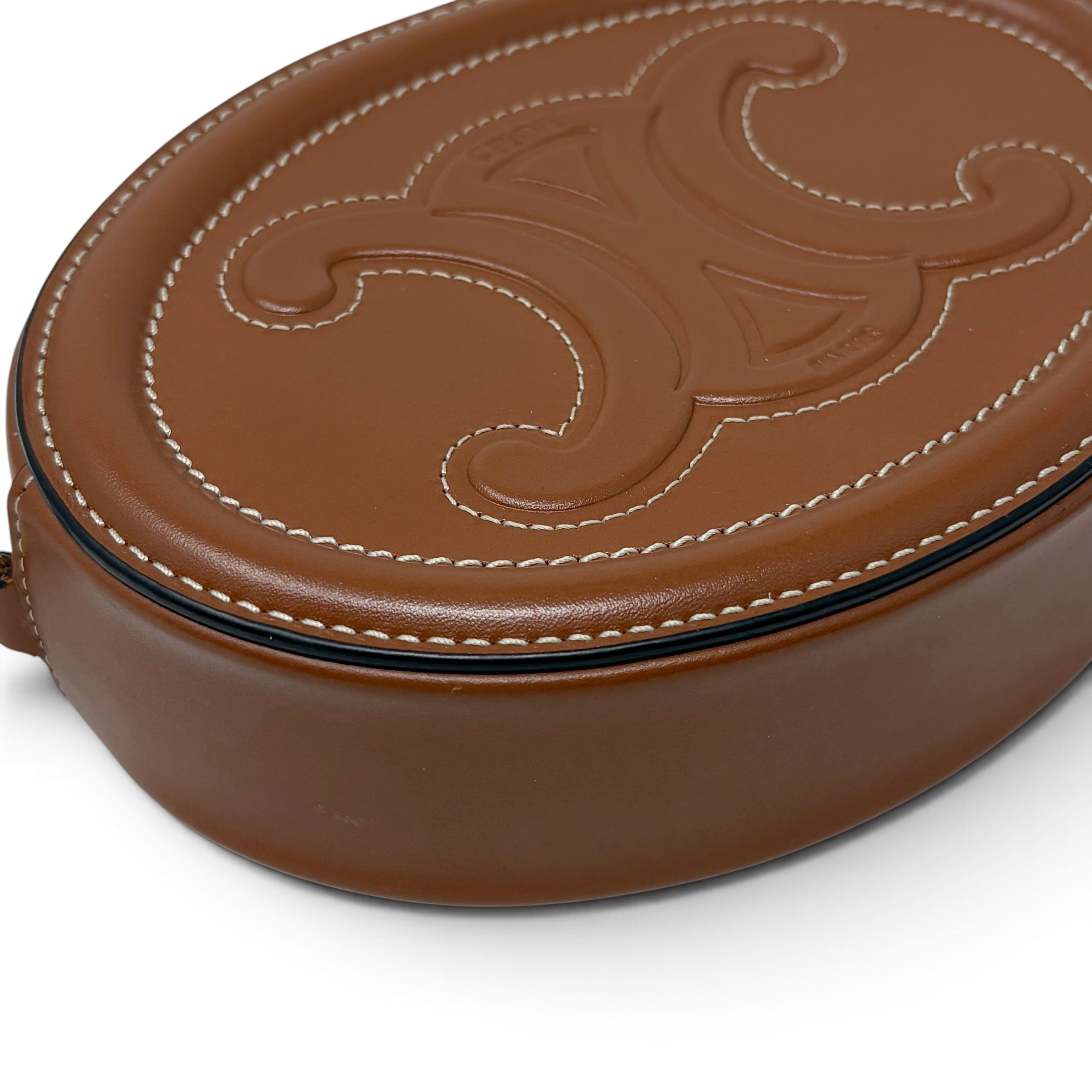Celine Brown Cuir Triomphe Oval Bag