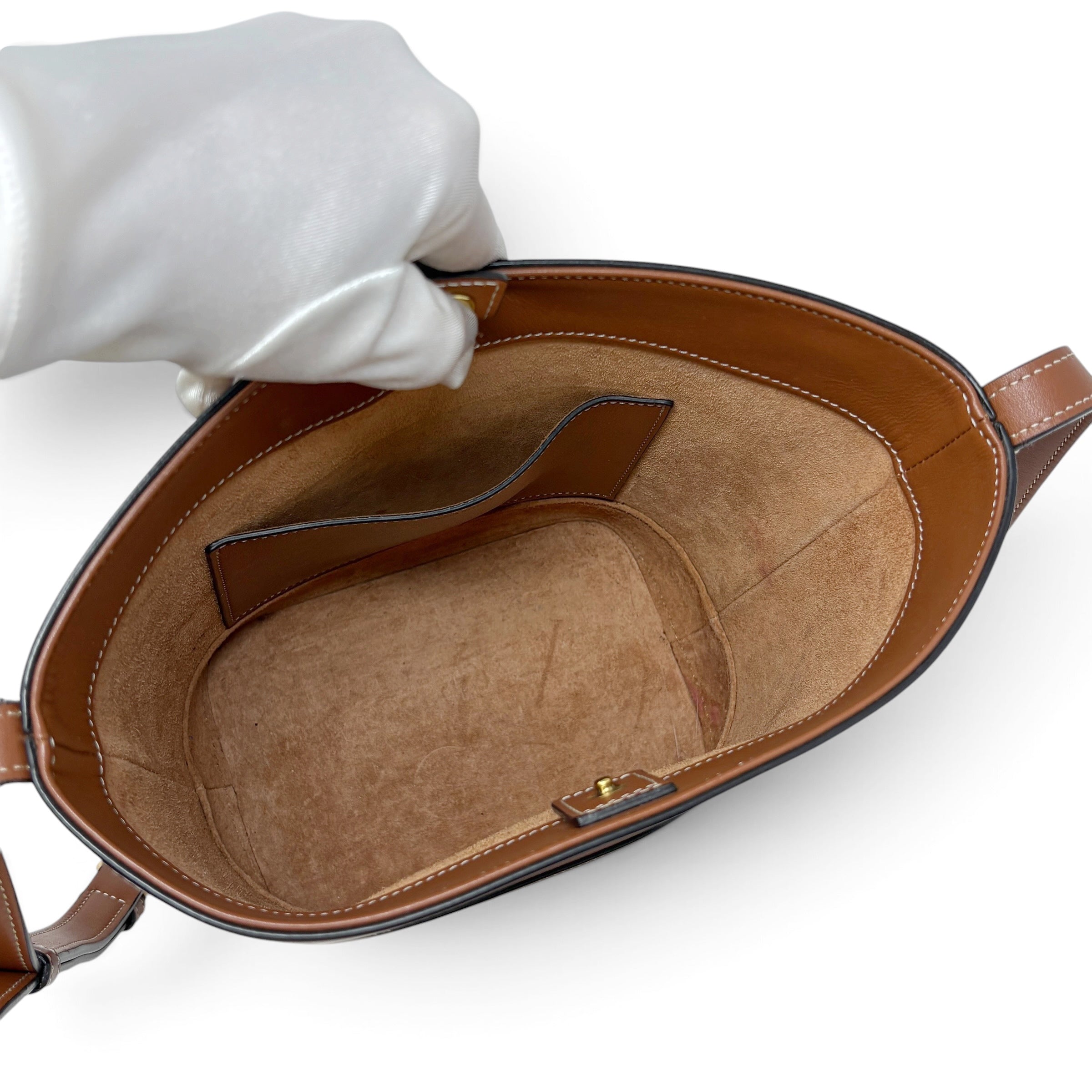 Celine Brown Cuir Triomphe Small Bucket Bag