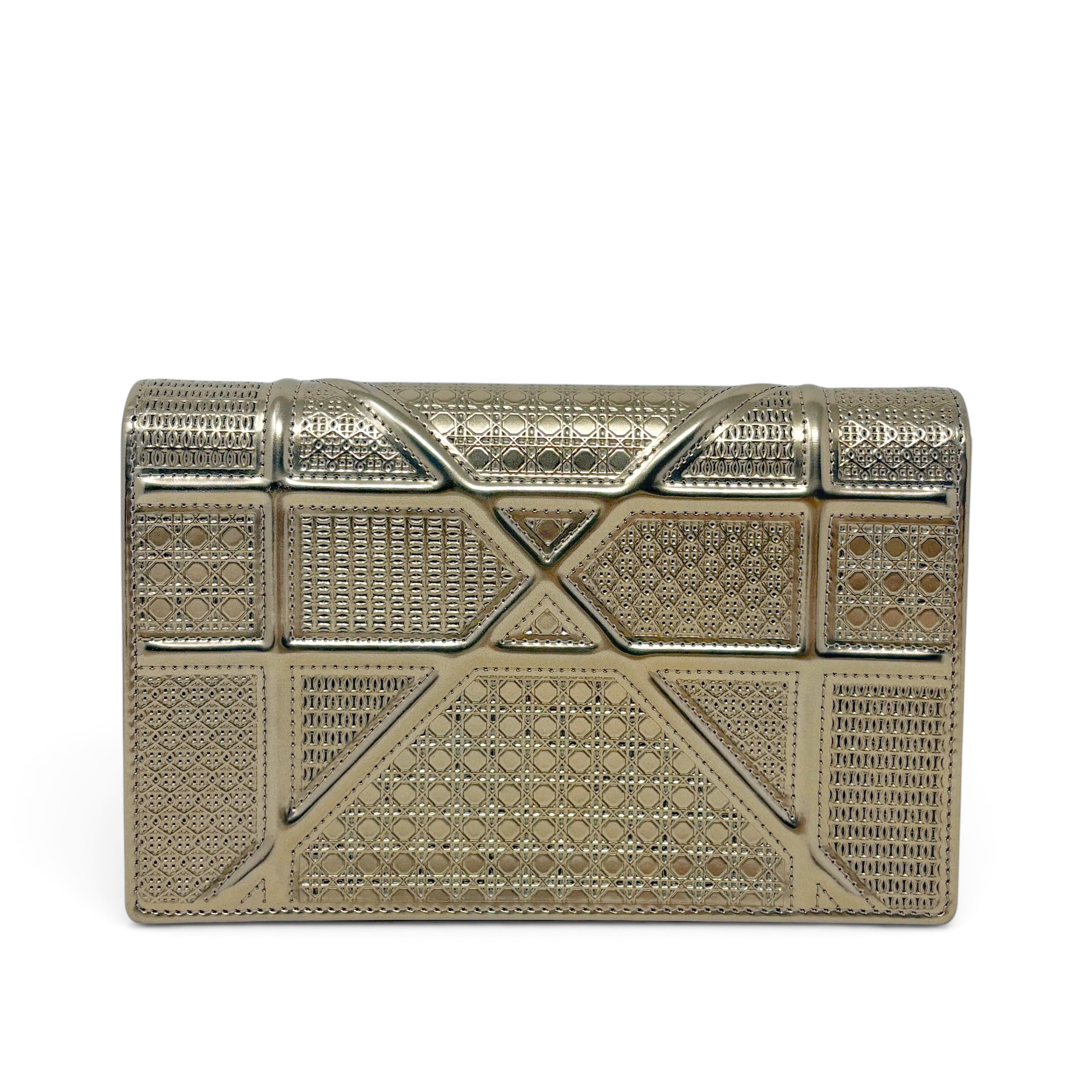 Dior Metallic Gold Diorama Wallet On Chain