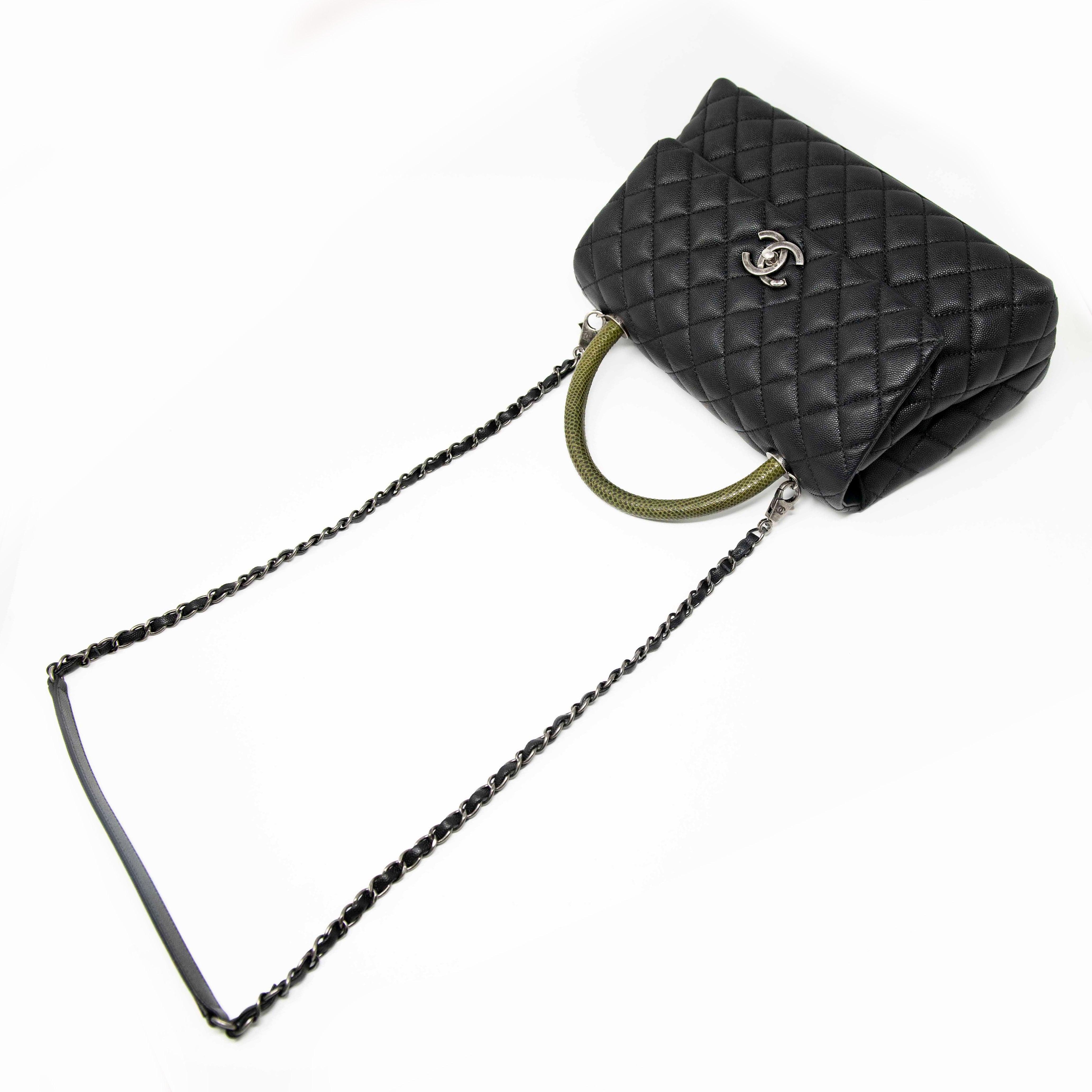 Chanel Black Medium Coco Lizard Handle