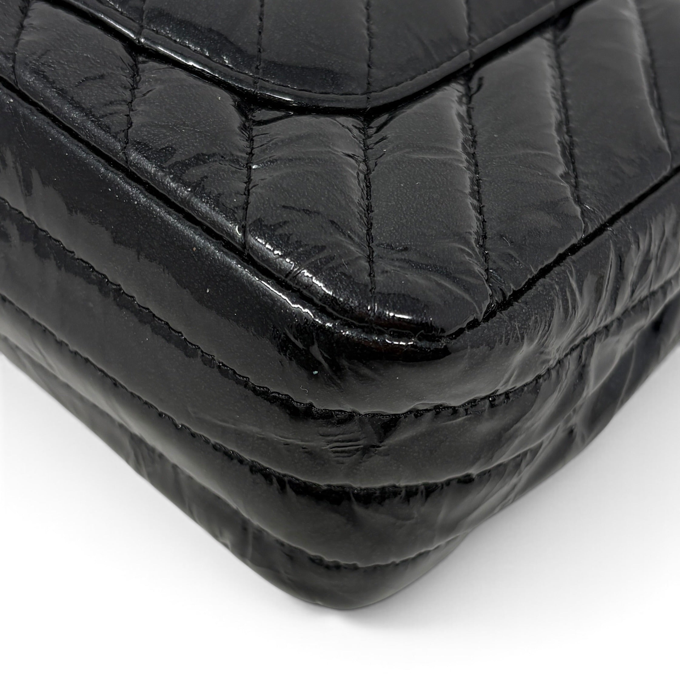 Chanel So Black Crumpled Patent Mini Rectangle Bag
