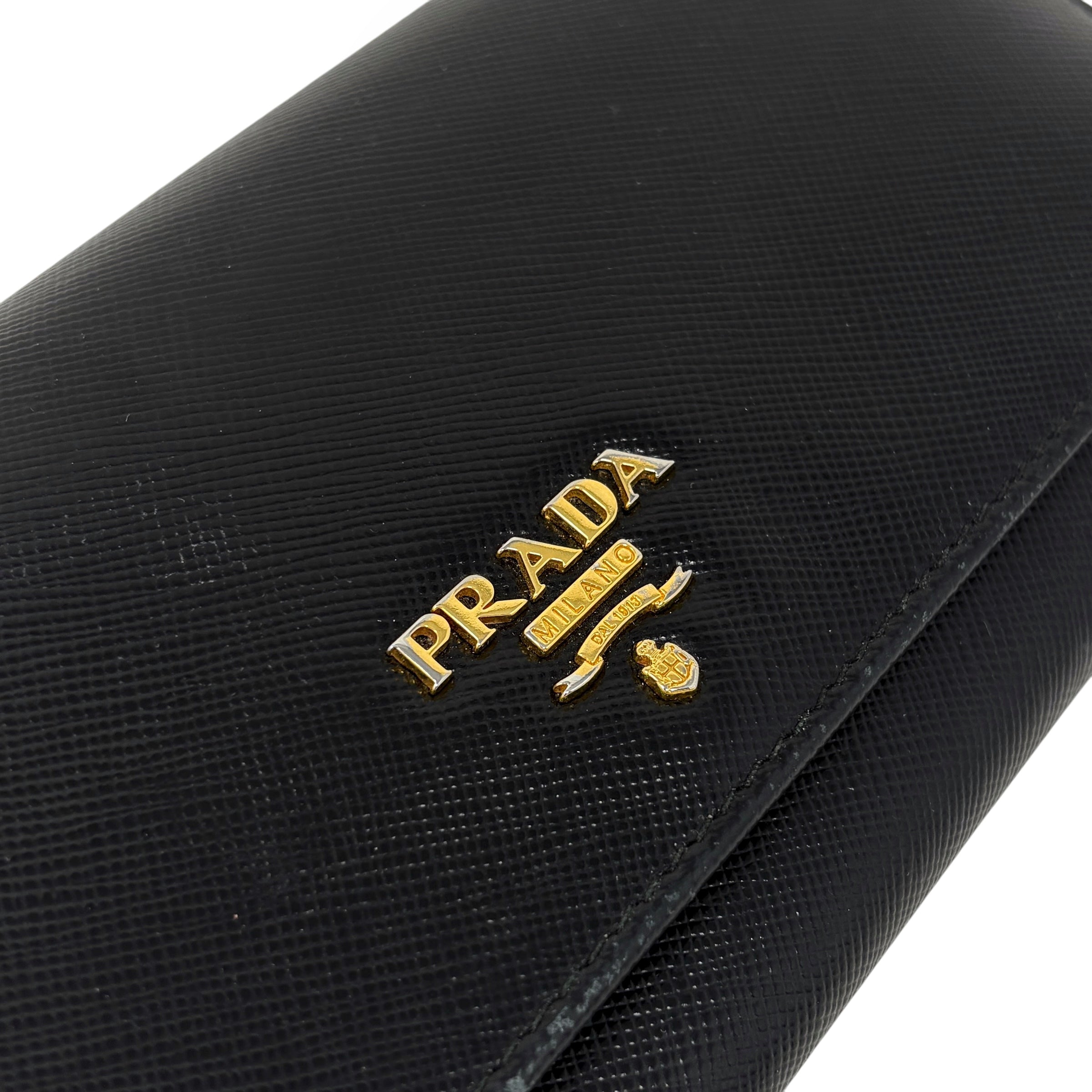 Prada Black Saffiano Long Wallet