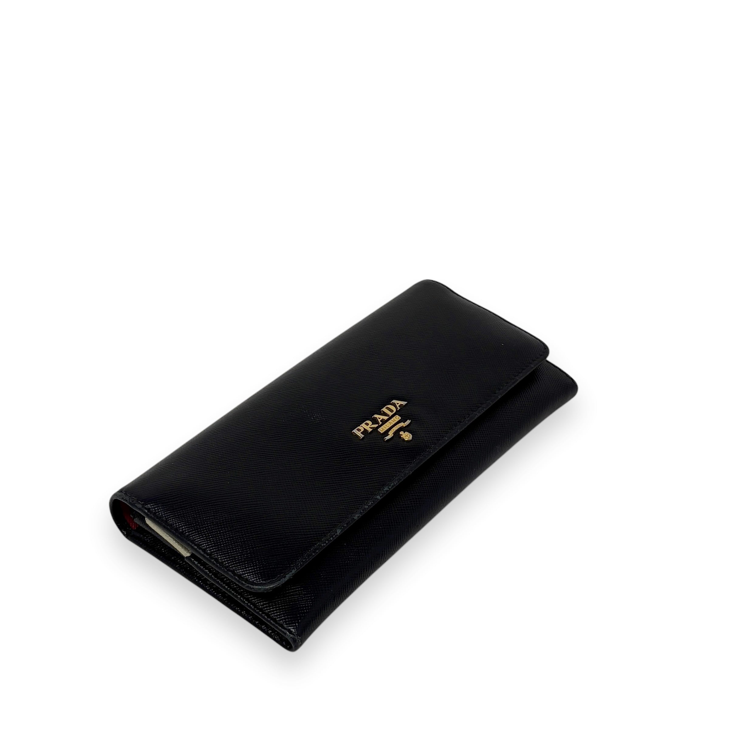 Prada Black Saffiano Long Wallet