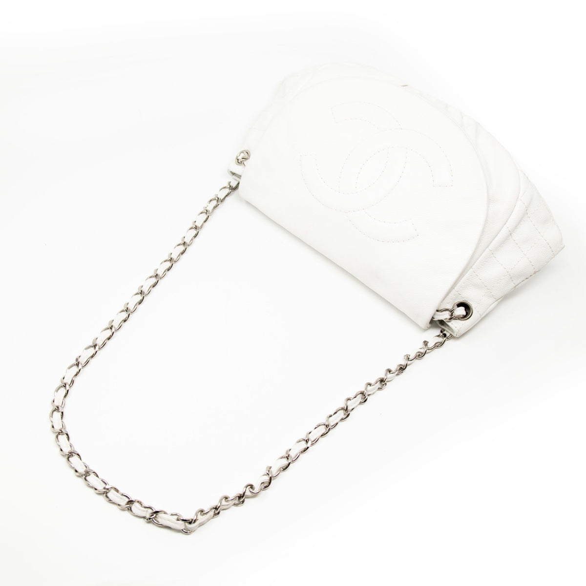 Chanel White Half Moon Bag