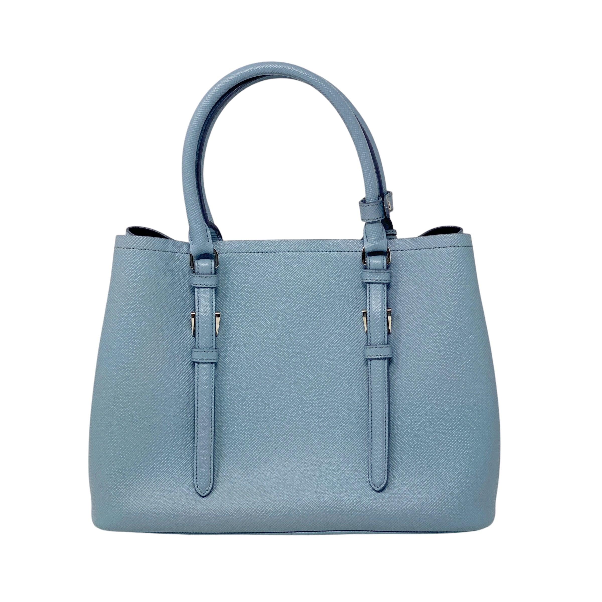 Prada Light Blue Small Double Tote