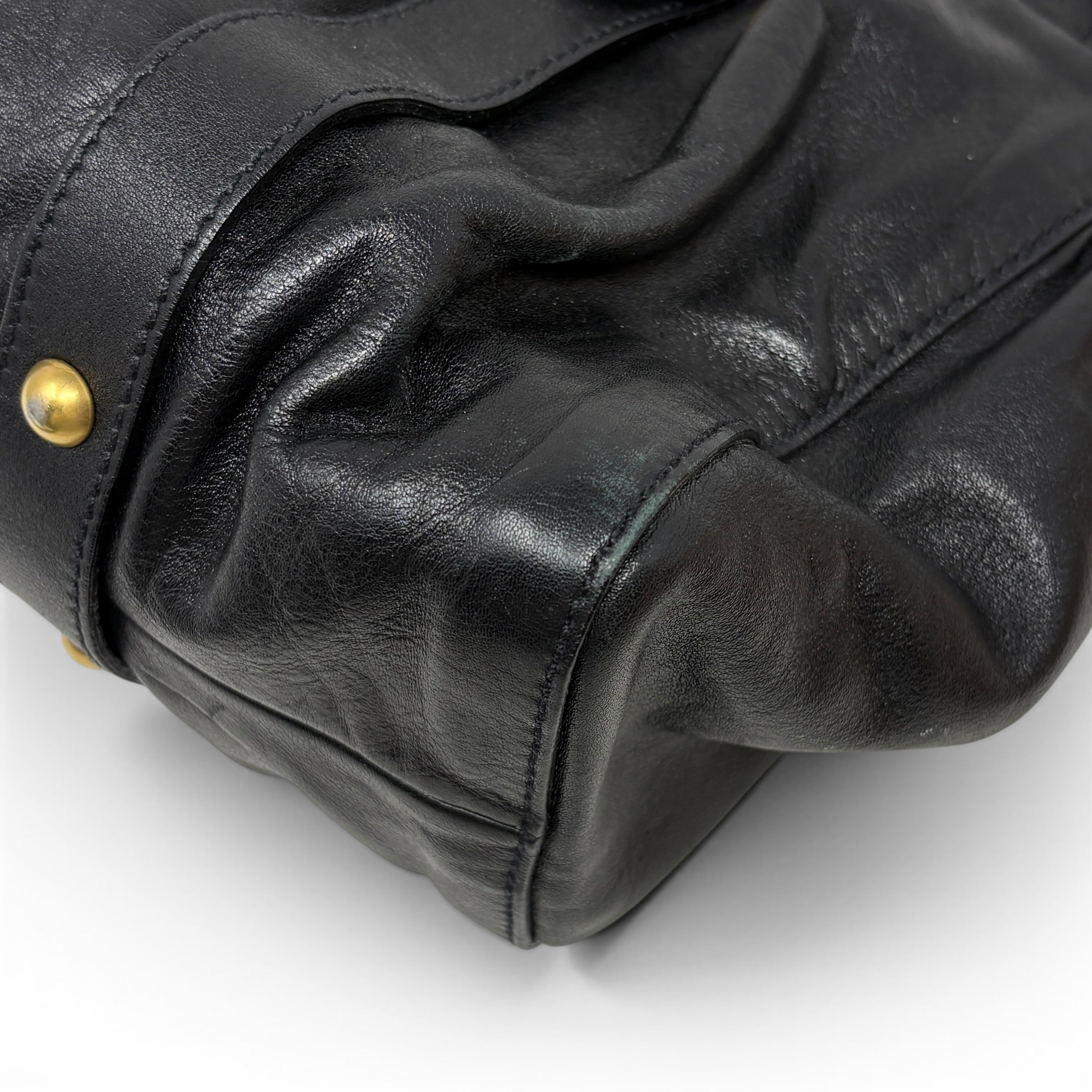 Miu Miu Black Vitello Bow Two Way Bag