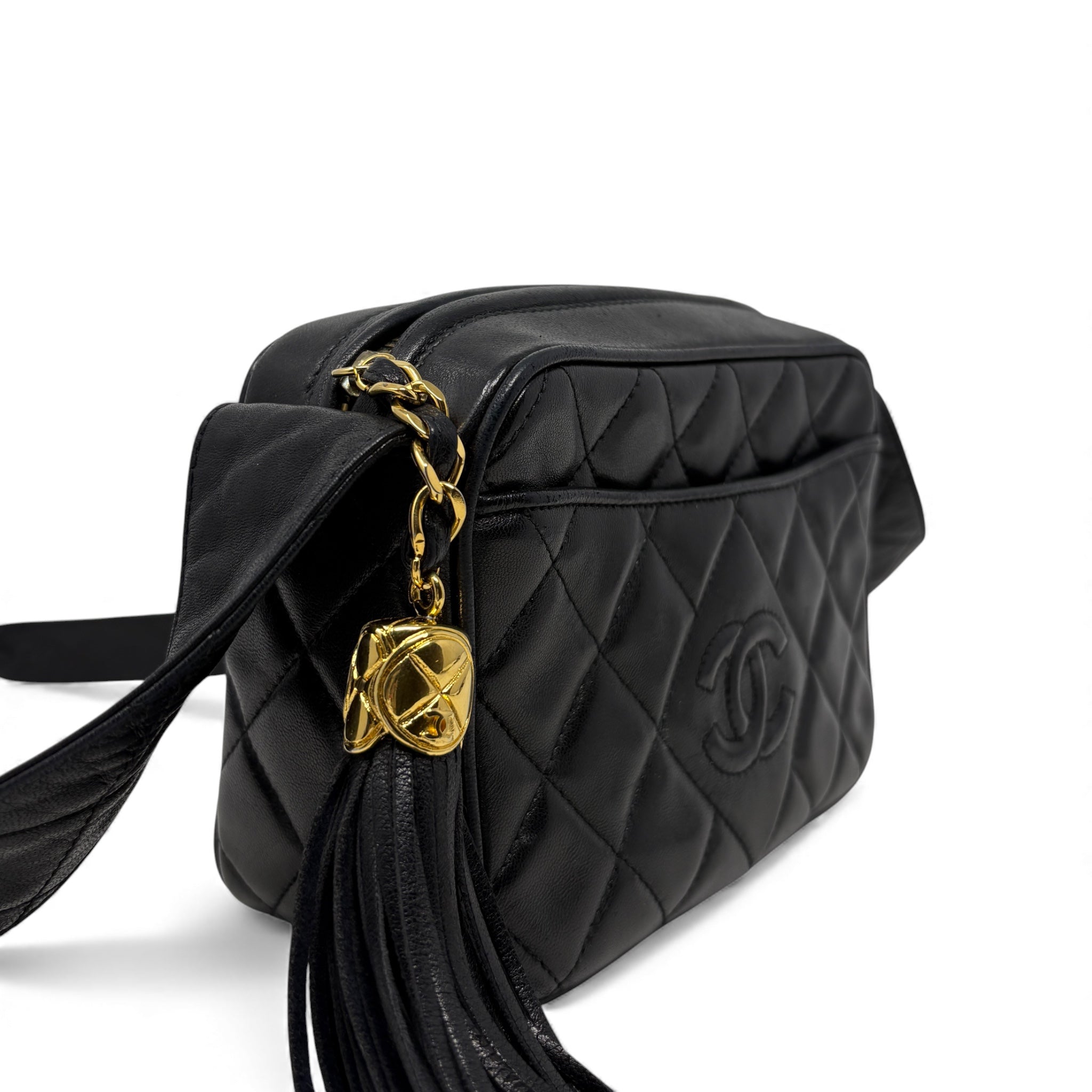 Chanel Black Vintage Tassel Camera Bag