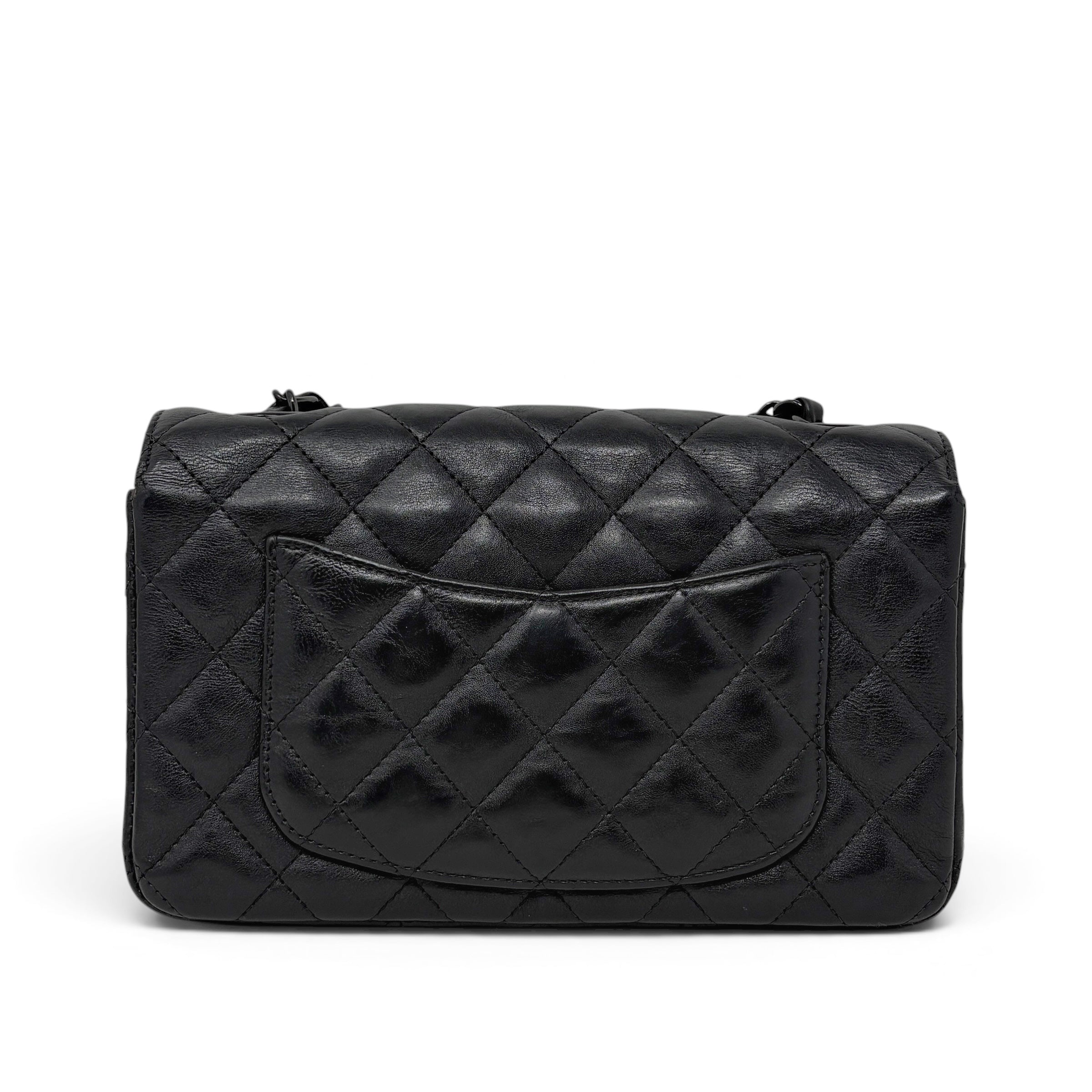 Chanel So Black Crumpled Calfskin Mini Rectangle Bag