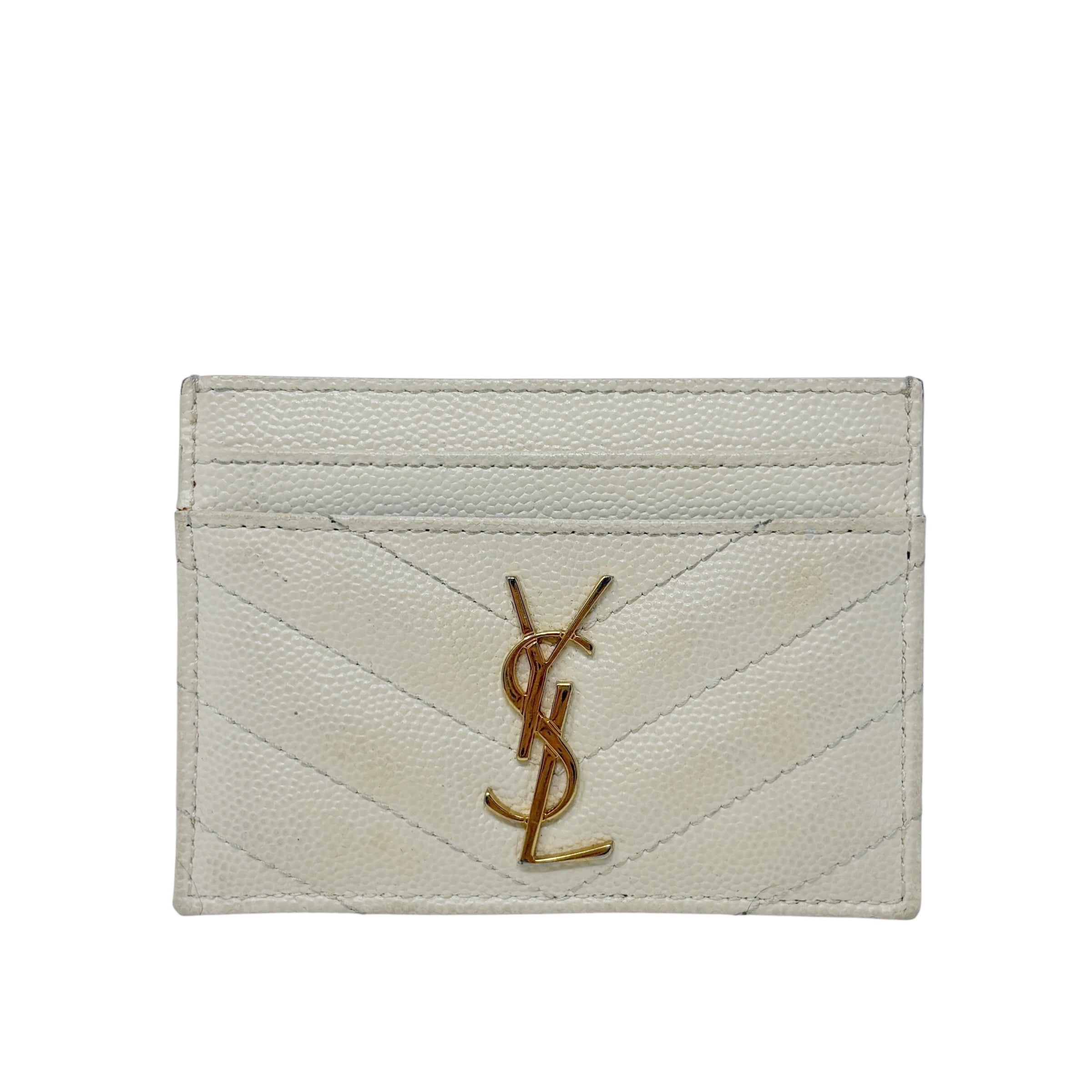 Saint Laurent Blanc Vintage Cassandre Card Holder