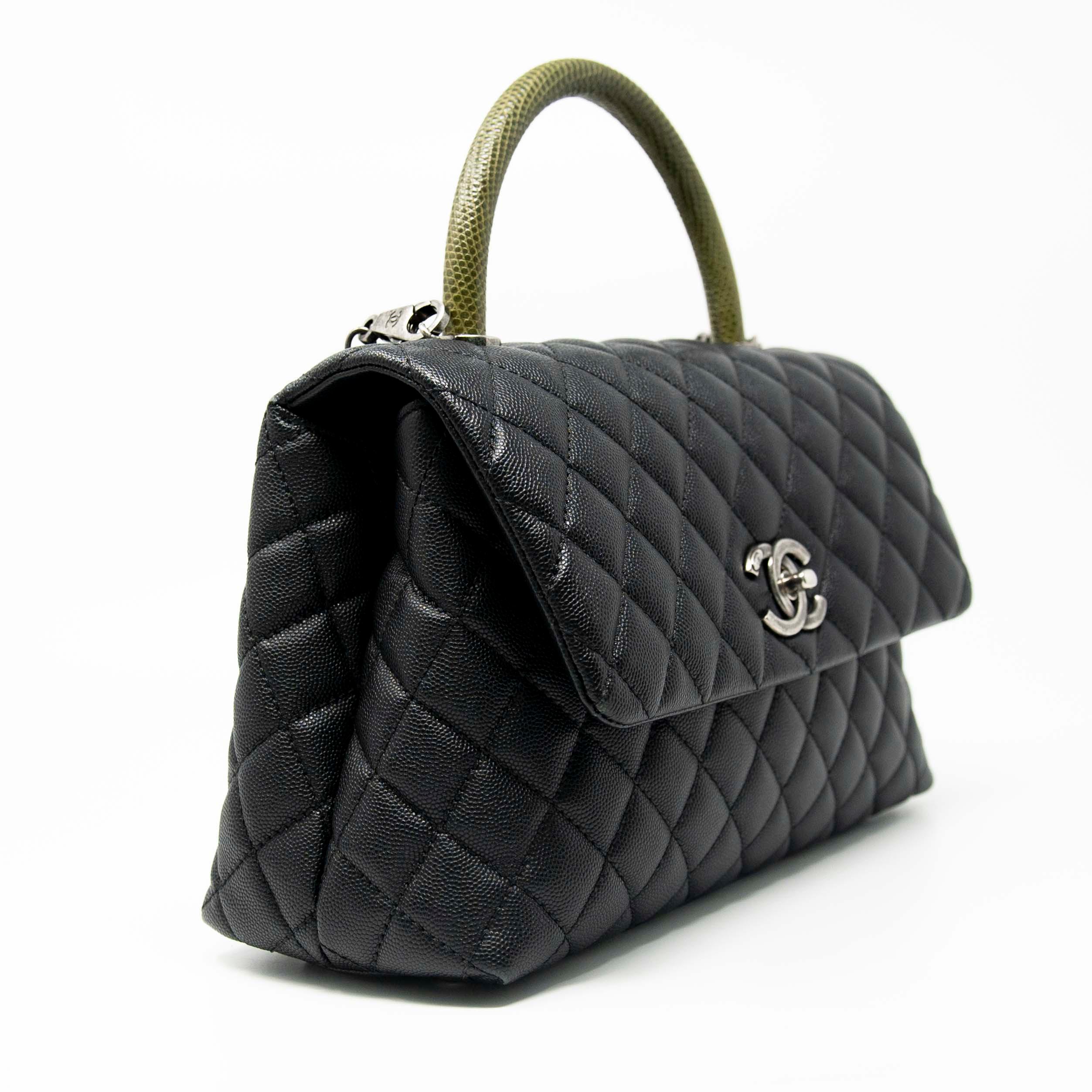 Chanel Black Medium Coco Lizard Handle