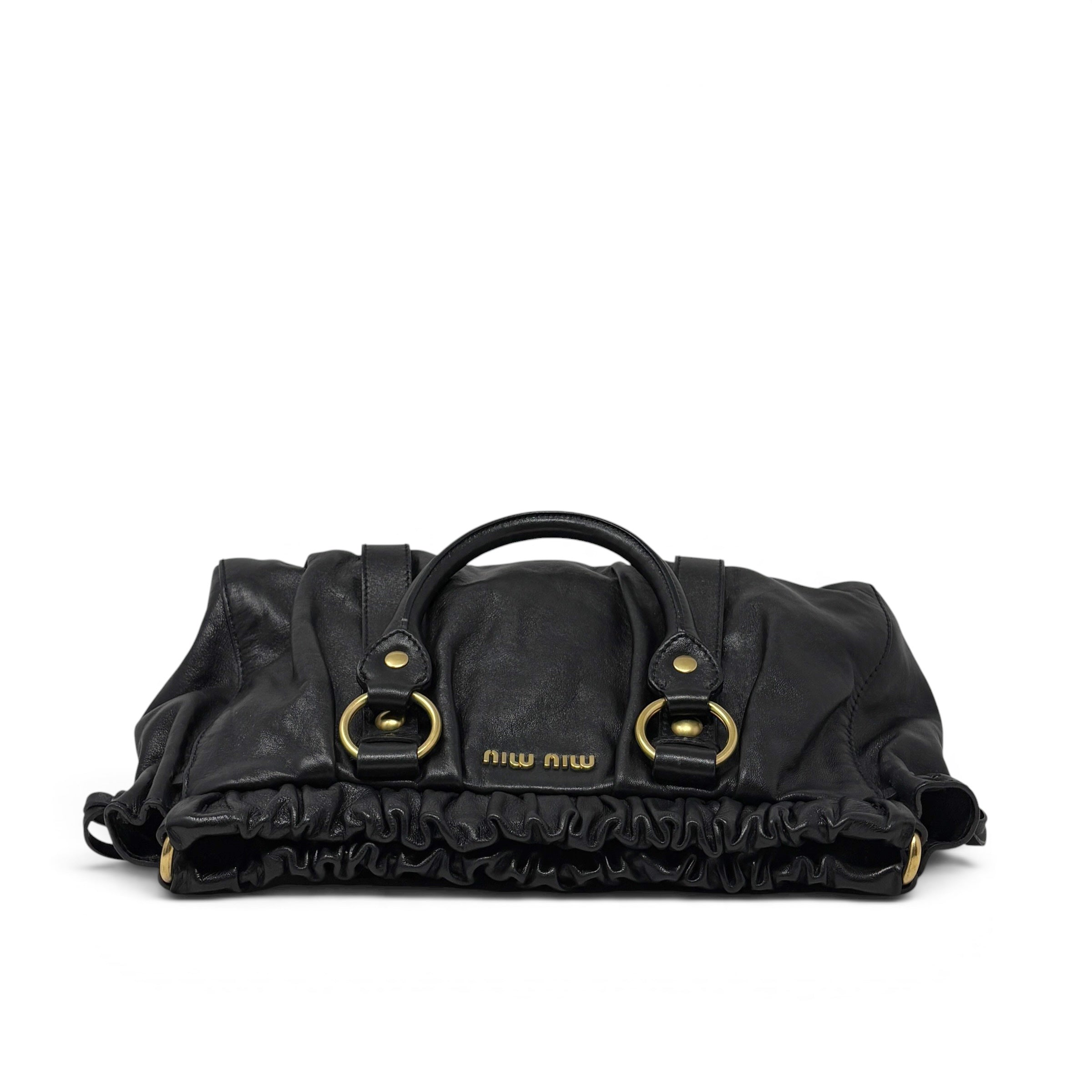 Miu Miu Black Vitello Bow Two Way Bag