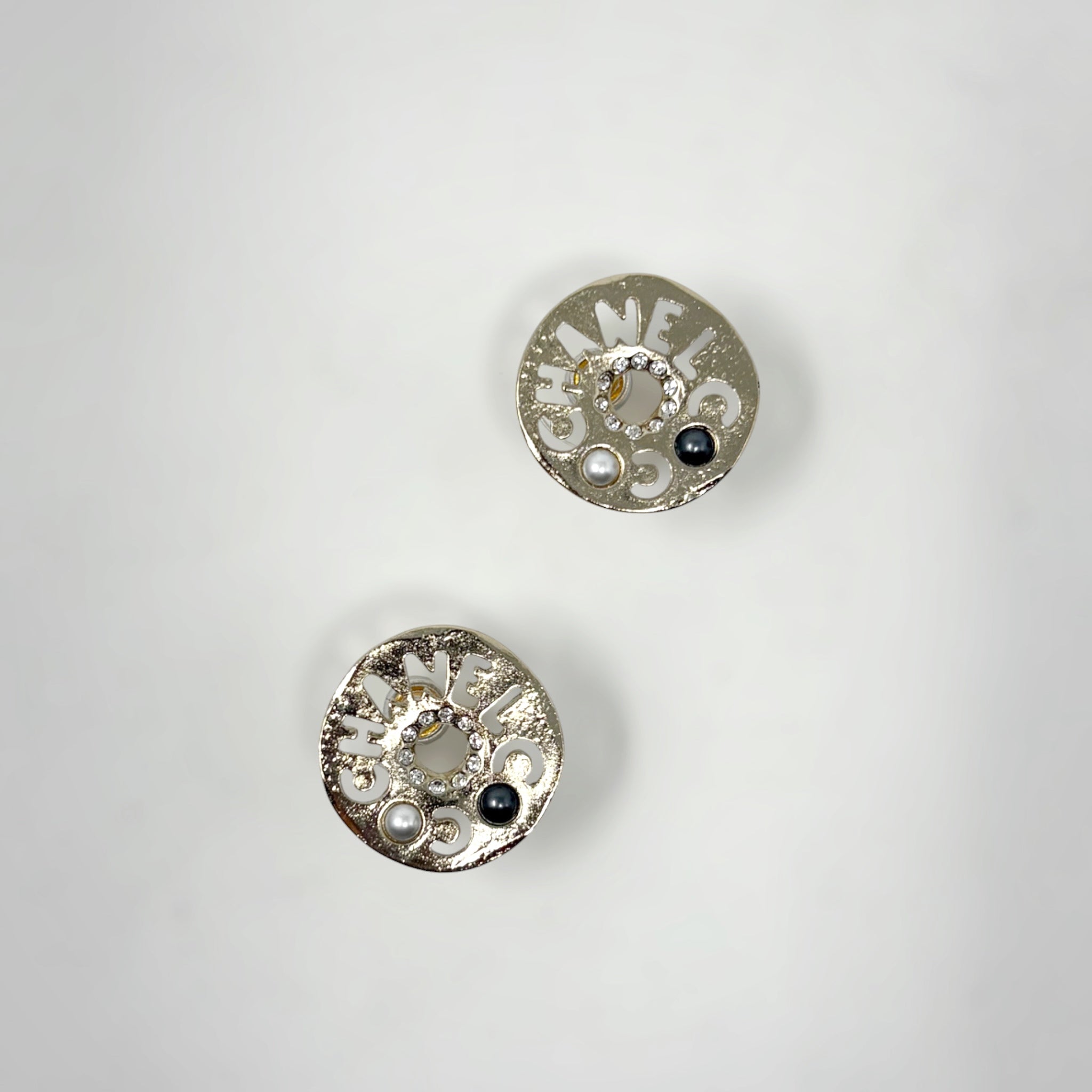 Chanel Gold Round Cut Out Stud Earrings