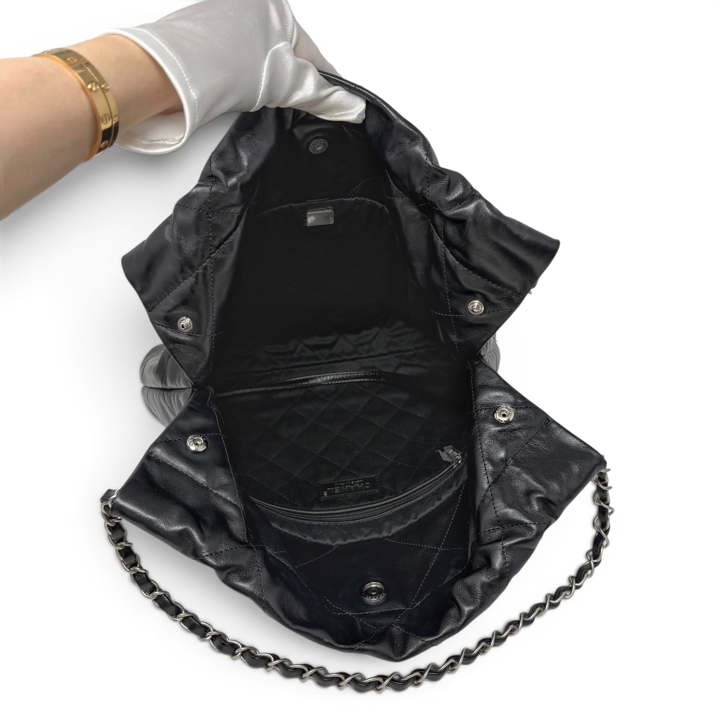 Chanel Black 22 Small Hobo Bag