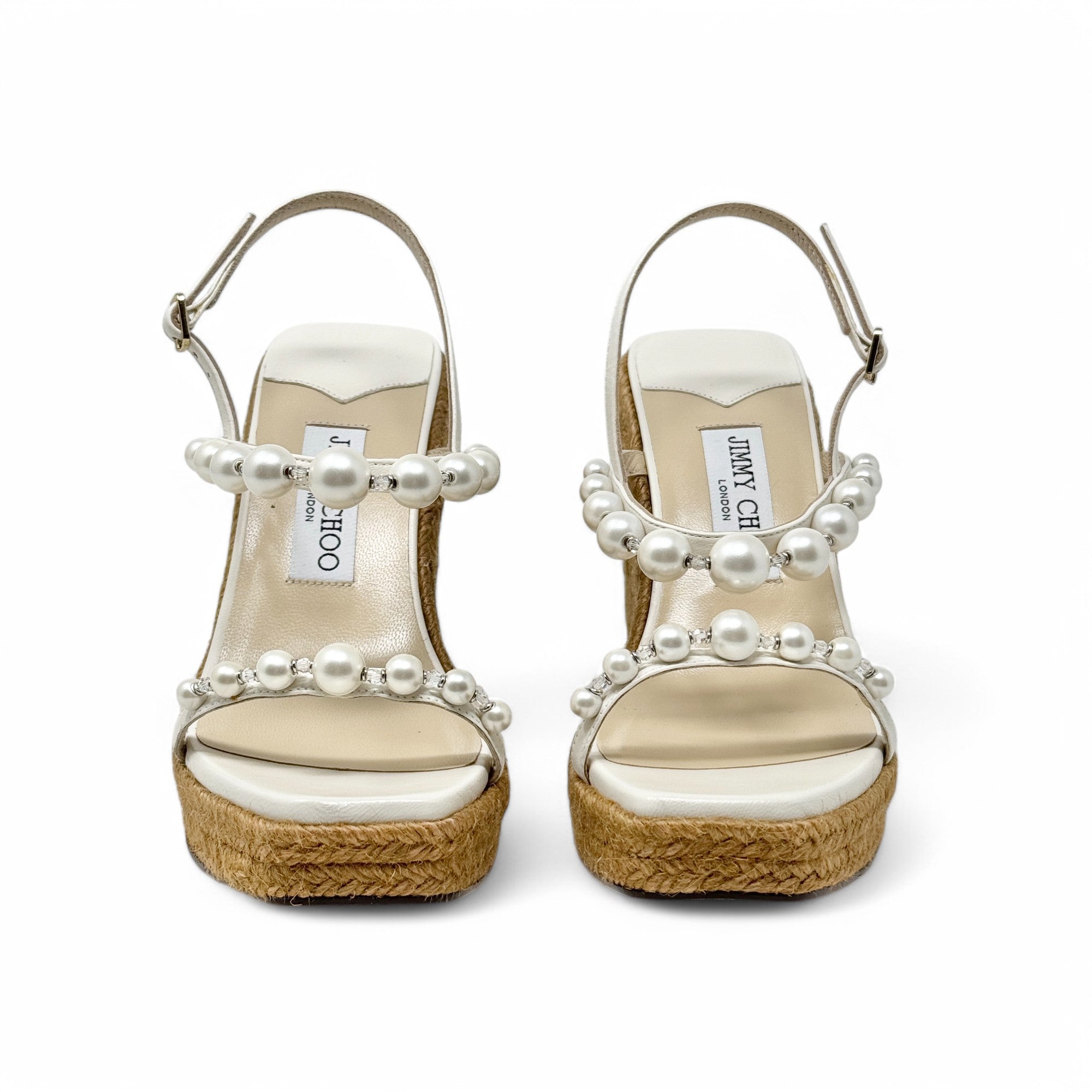 Jimmy Choo Latte Amatuus Wedge Sandals 36.5