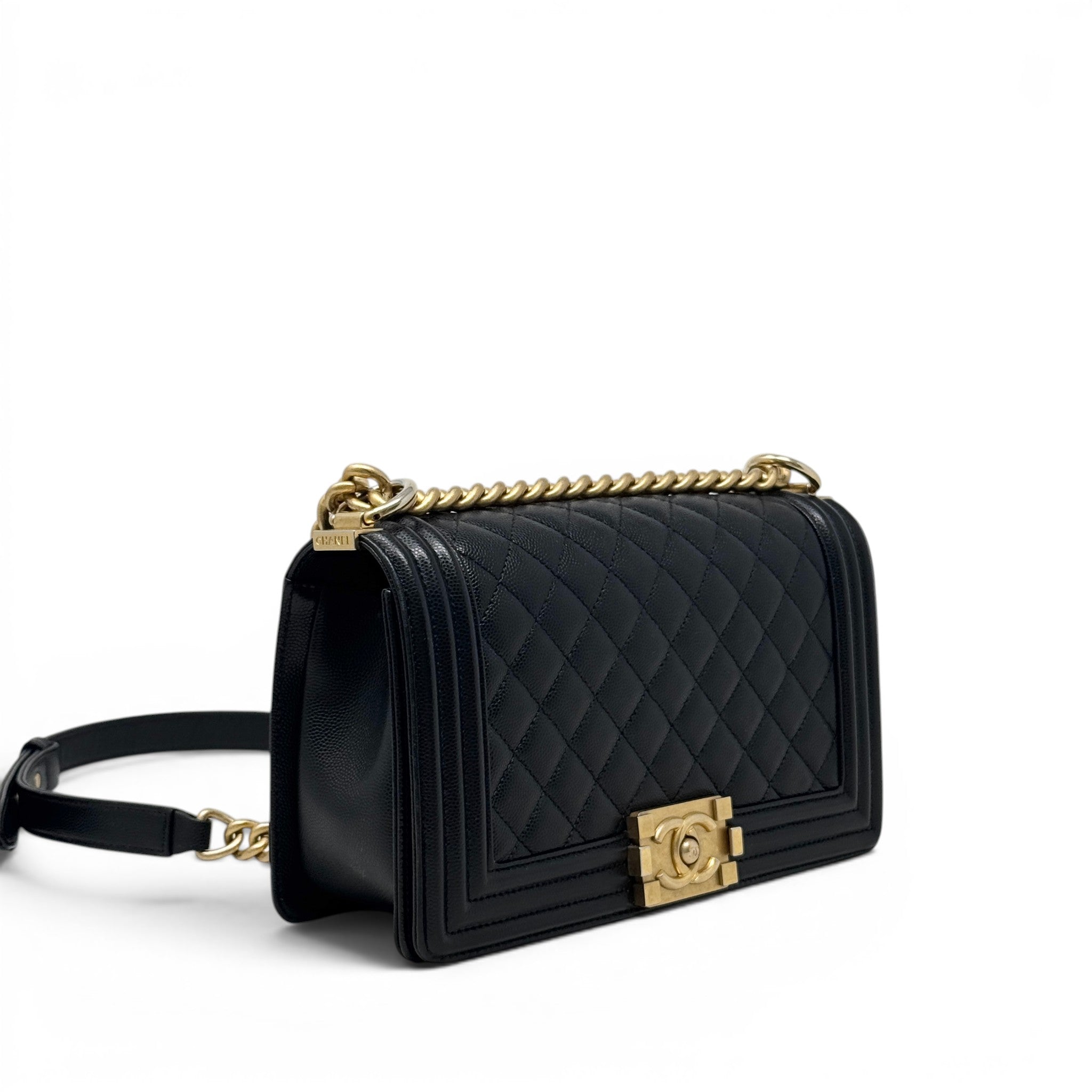 Chanel Black Caviar Medium Boy Bag GHW