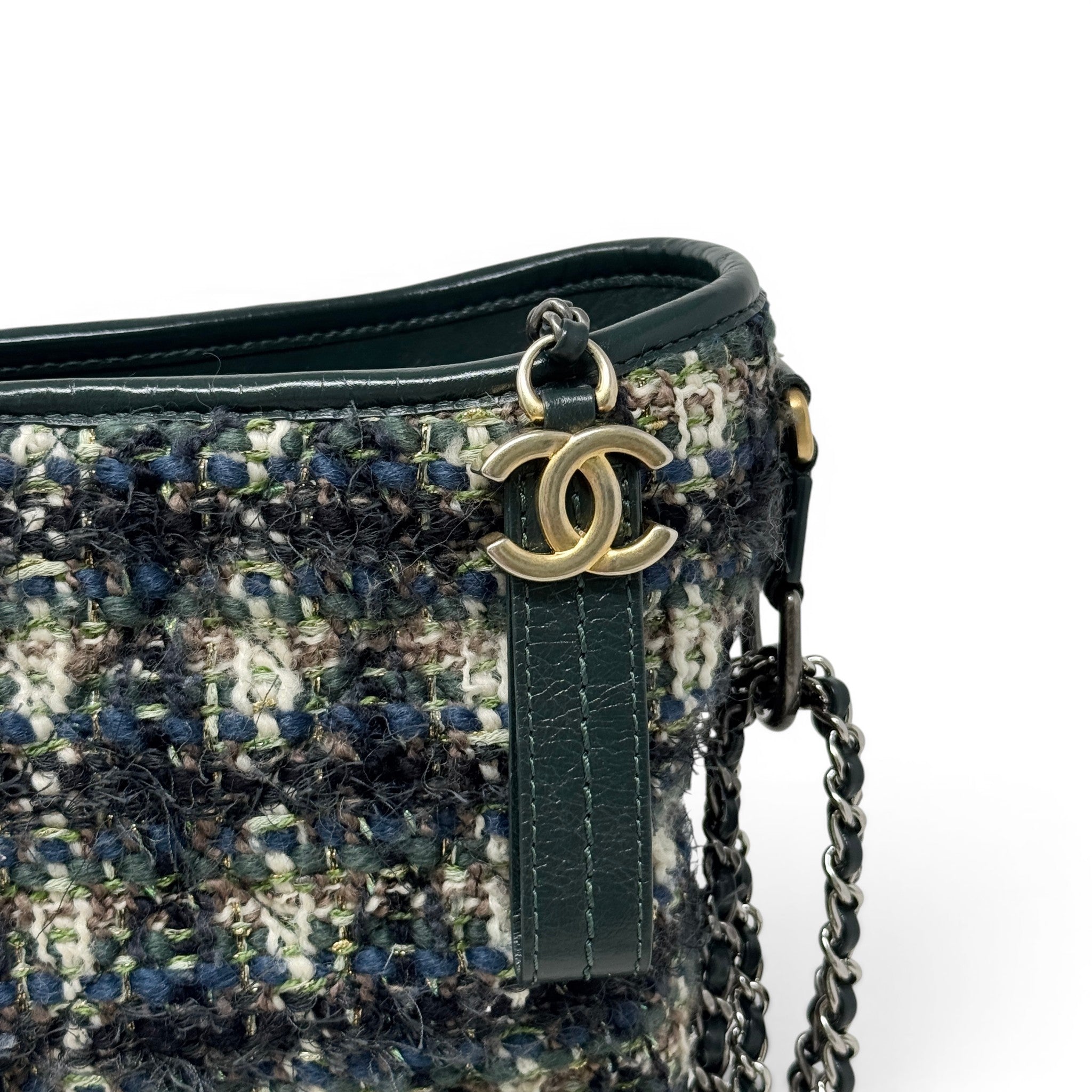 Chanel Green Tweed Medium Gabrielle Hobo