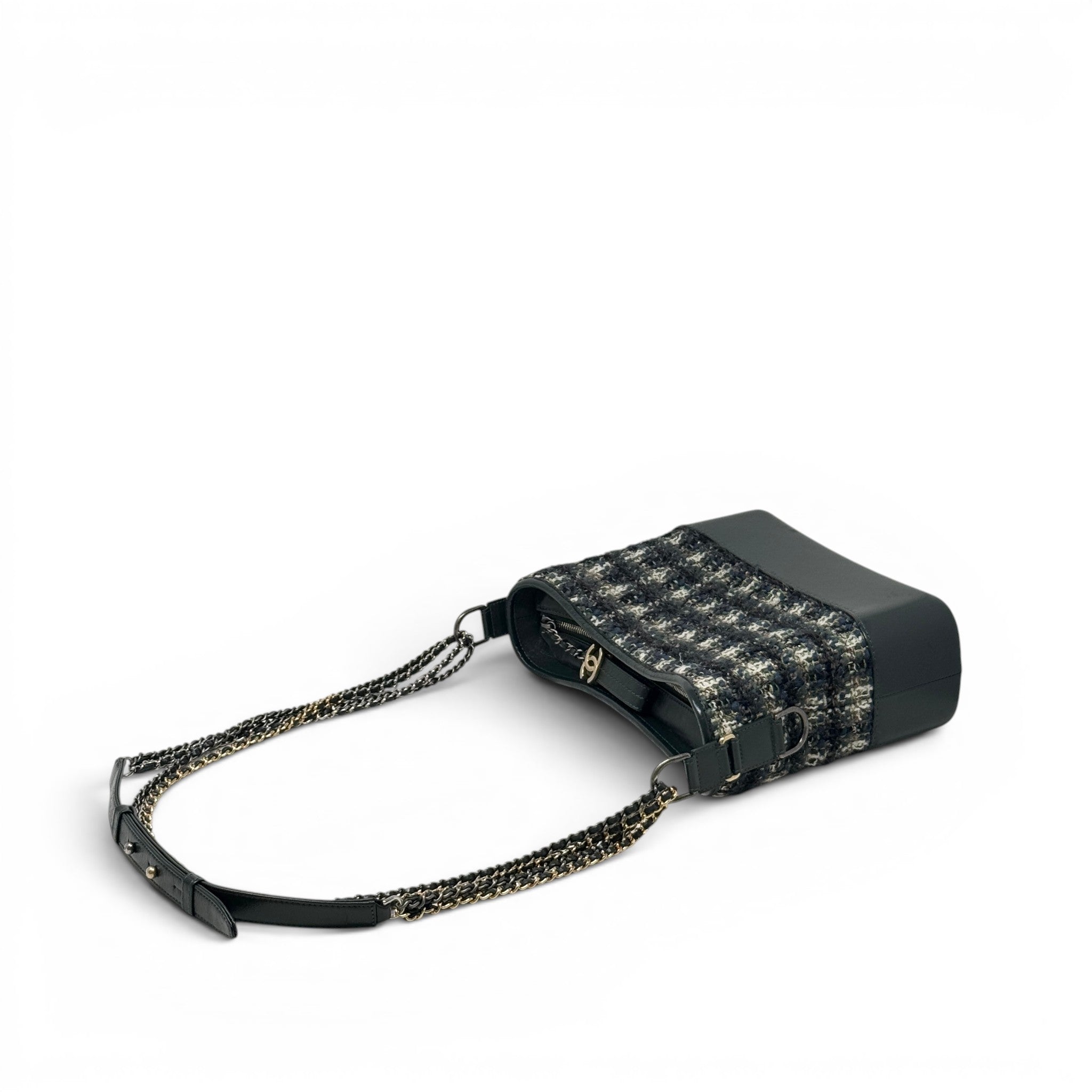 Chanel Green Tweed Medium Gabrielle Hobo