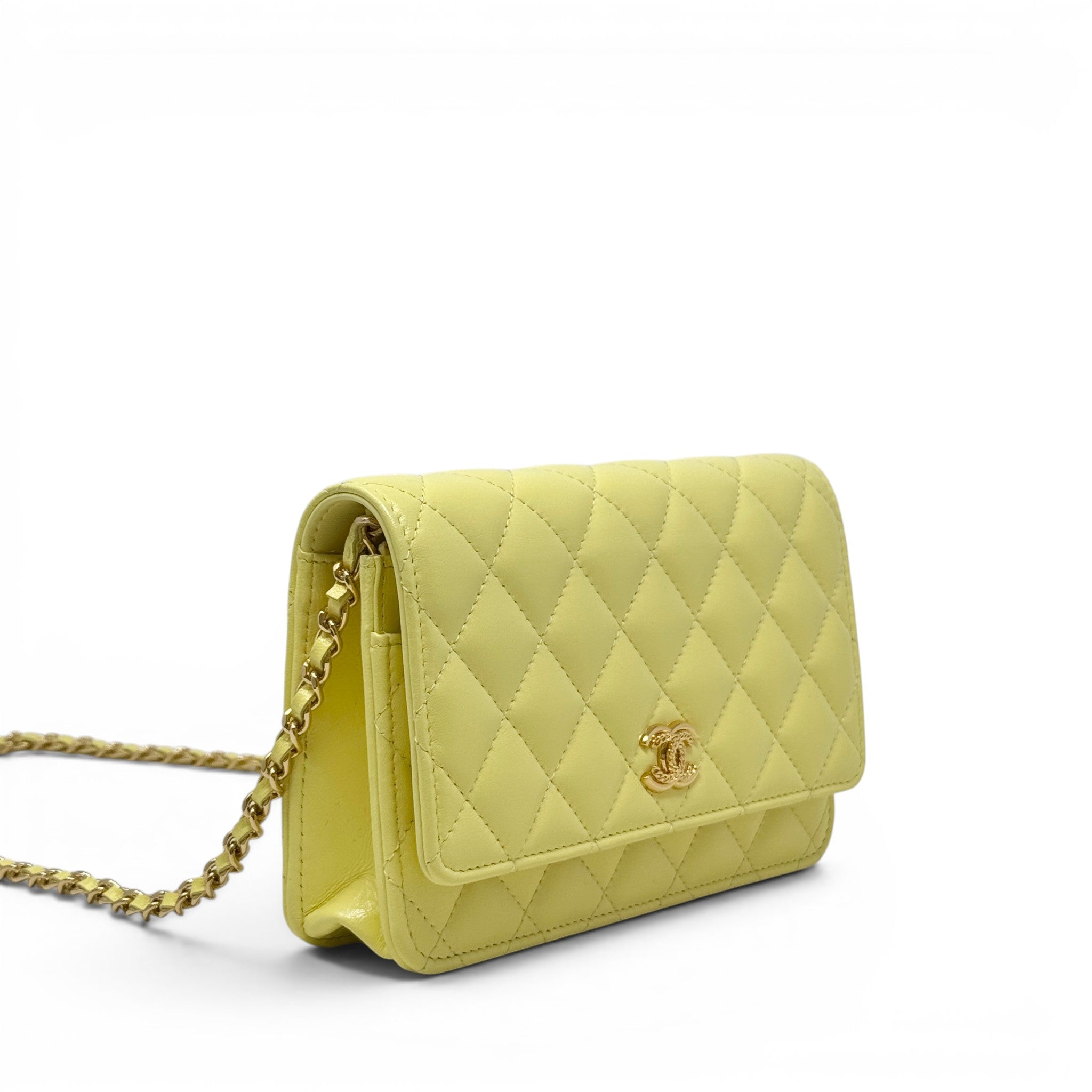 Chanel Yellow Lambskin Wallet On Chain