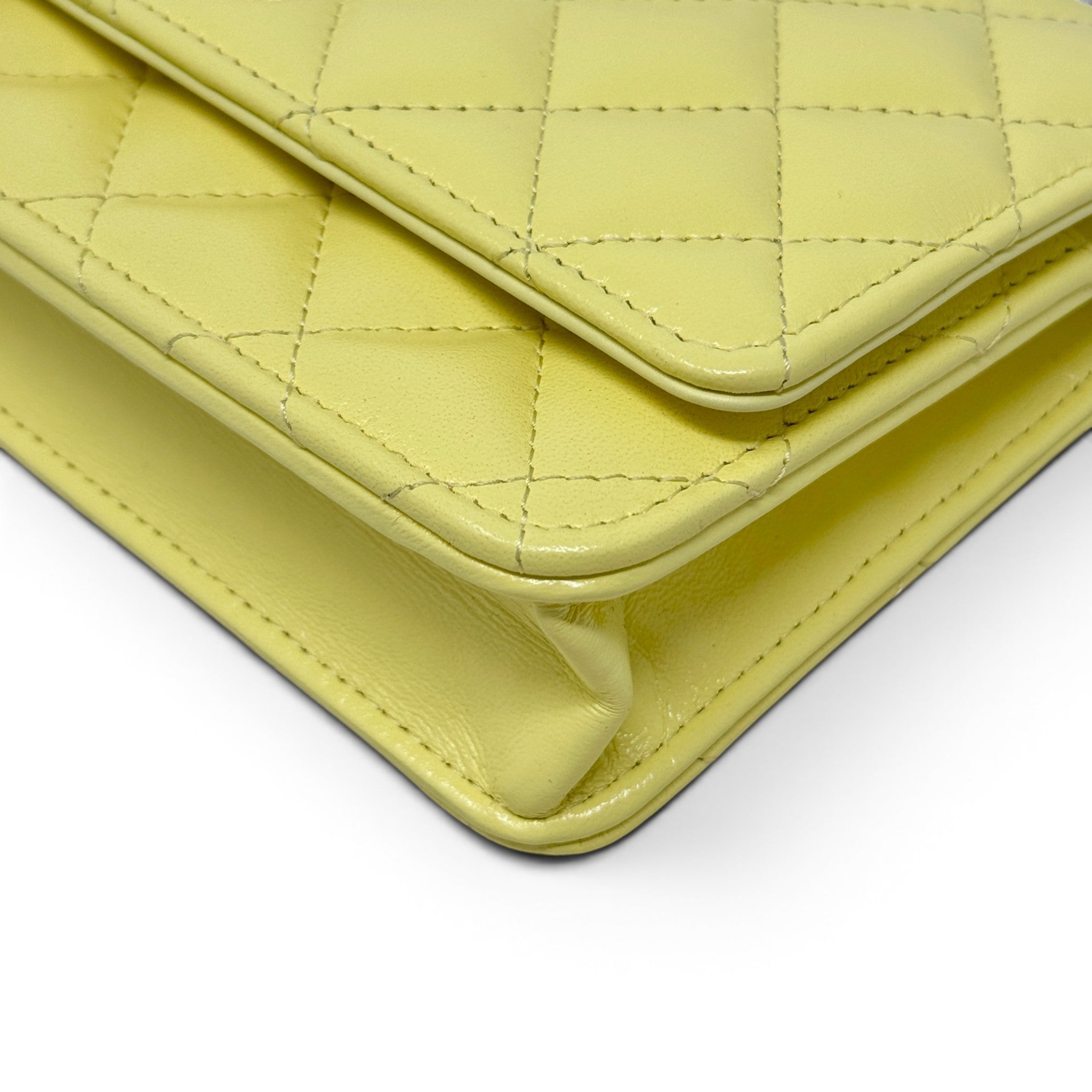 Chanel Yellow Lambskin Wallet On Chain