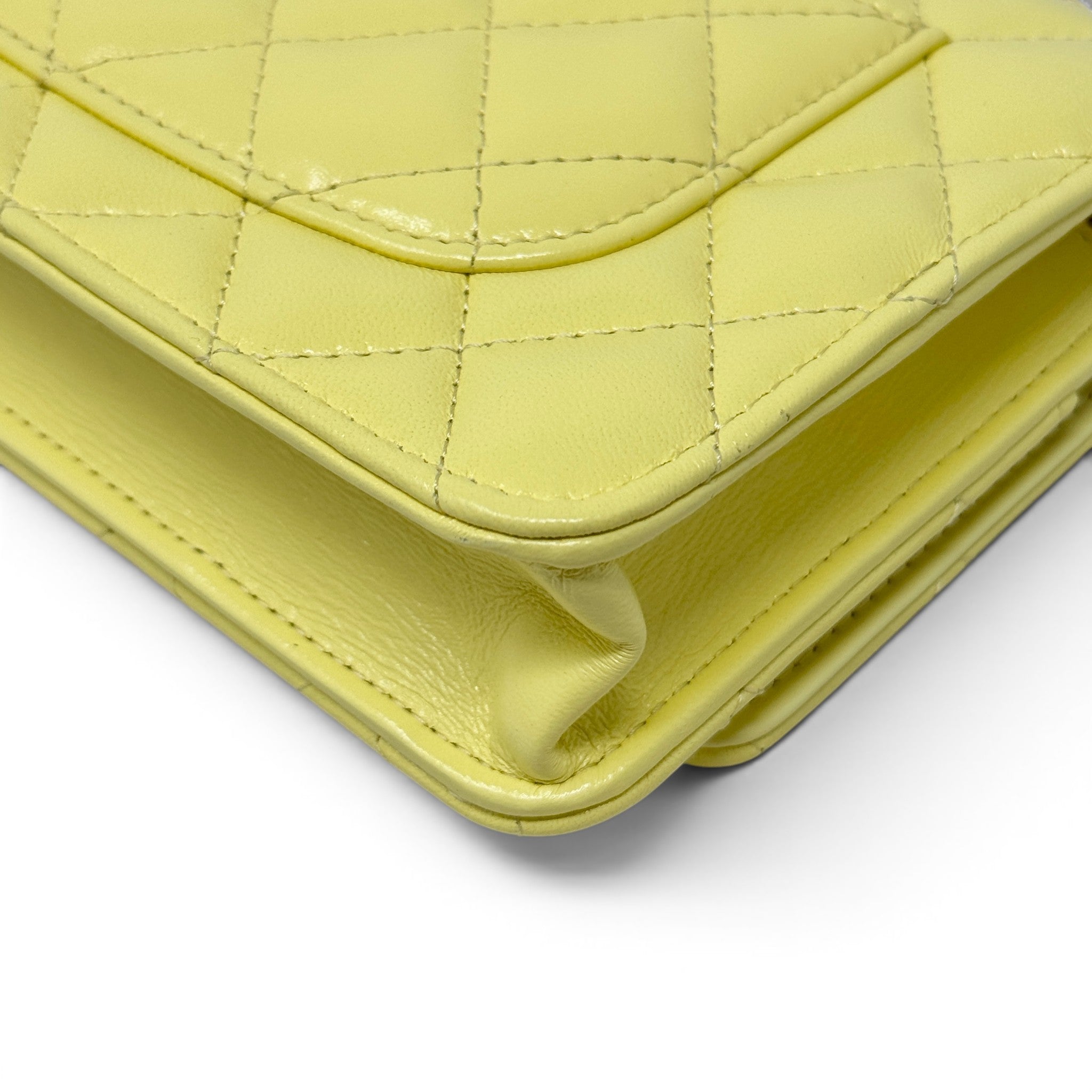 Chanel Yellow Lambskin Wallet On Chain