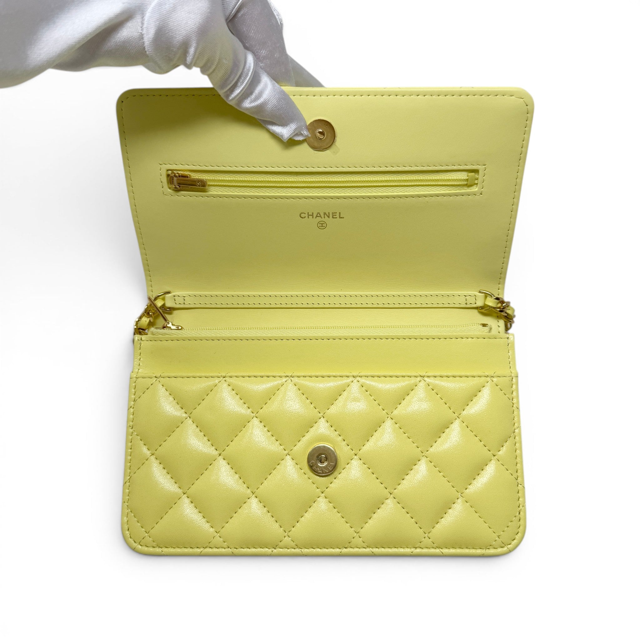 Chanel Yellow Lambskin Wallet On Chain