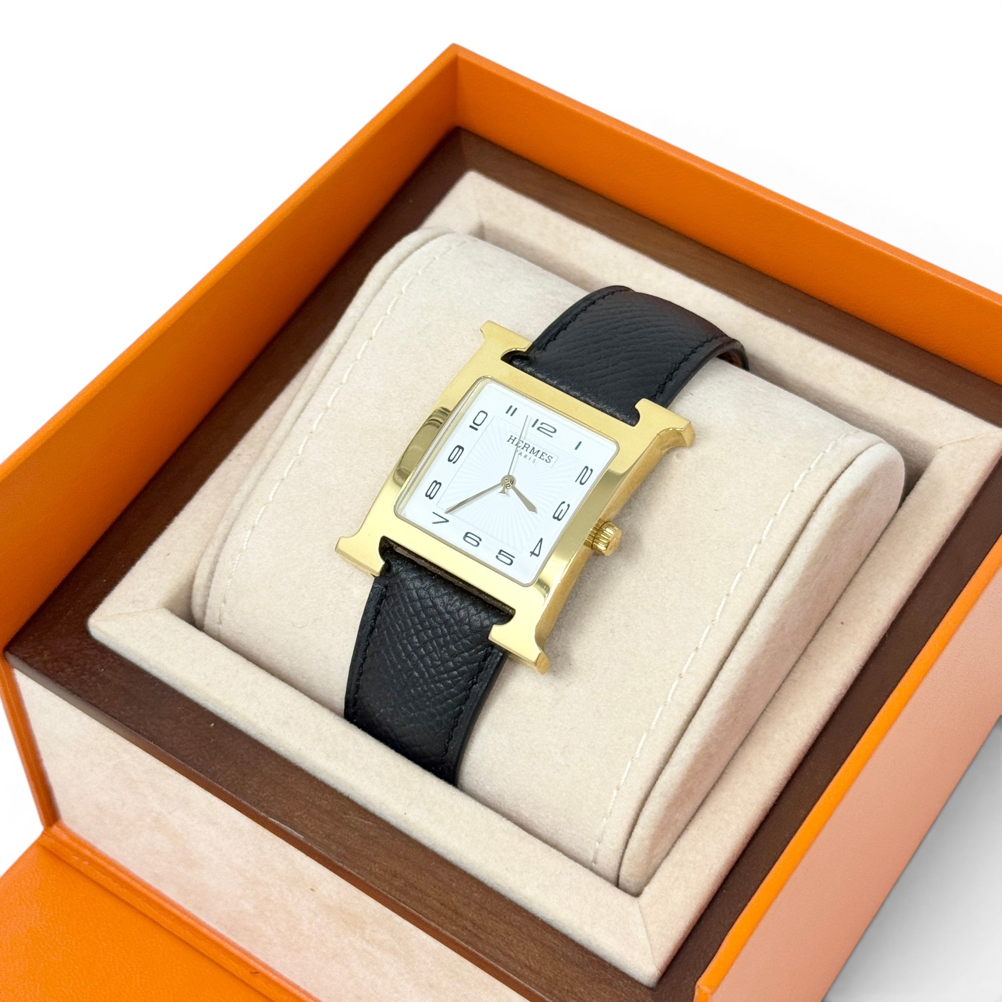 Hermes Noir Epsom Heure H Watch 34mm
